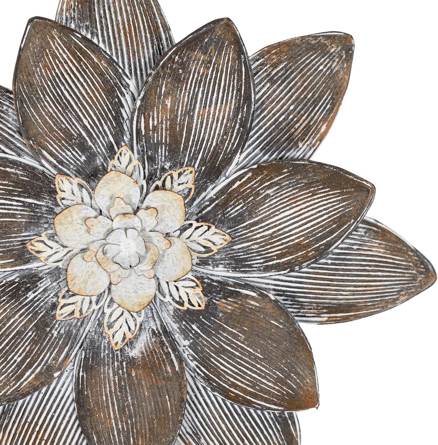 Set of 2 Wall Flowers Brown Metal by Foreside Home & Garden