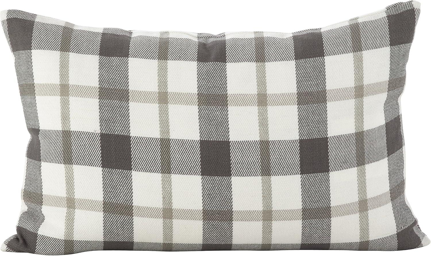 Plaid Down Filled Throw Pillow Gray - Saro Lifestyle