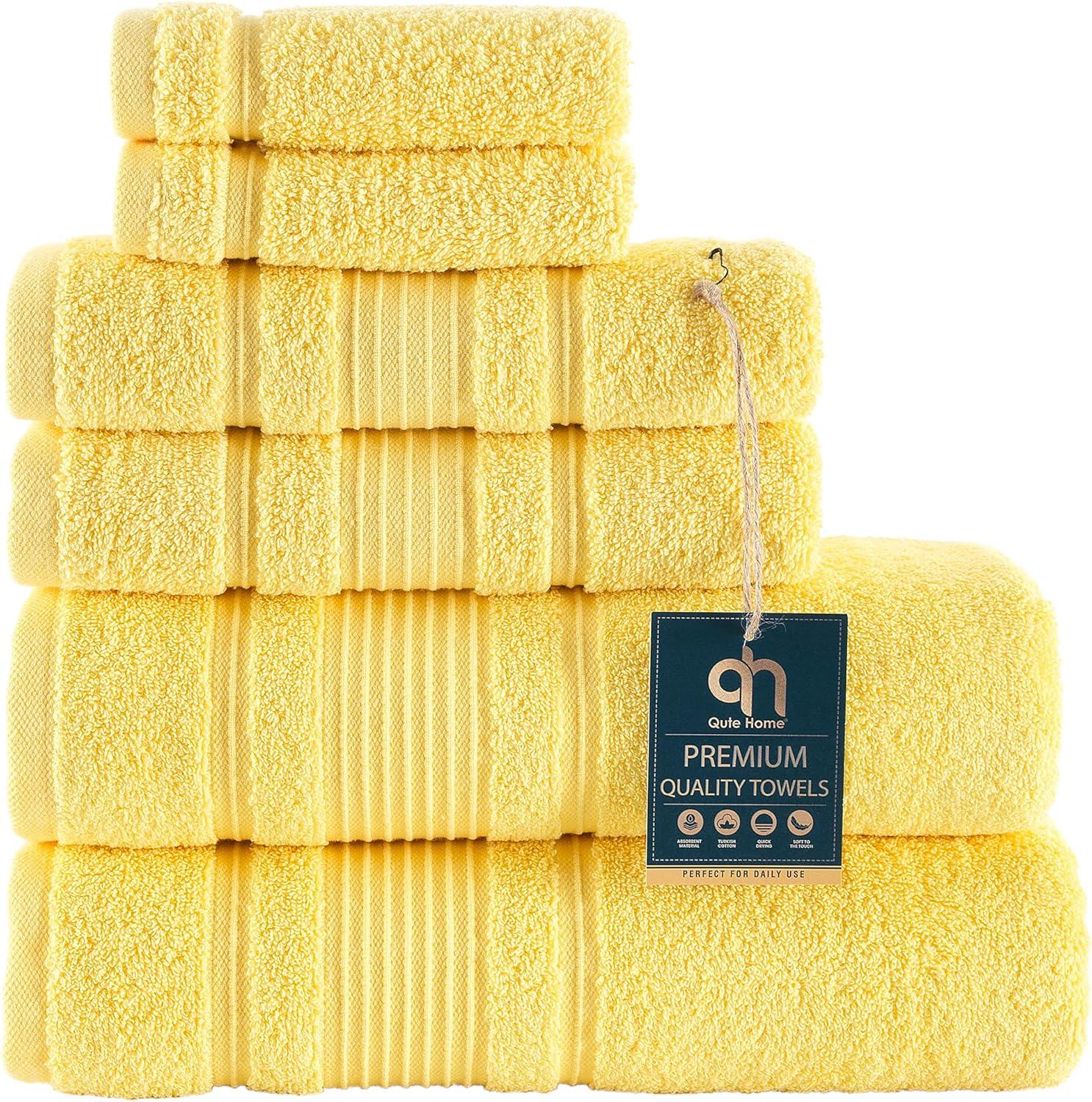 Luxury Yellow Turkish Cotton Bath Towel Set