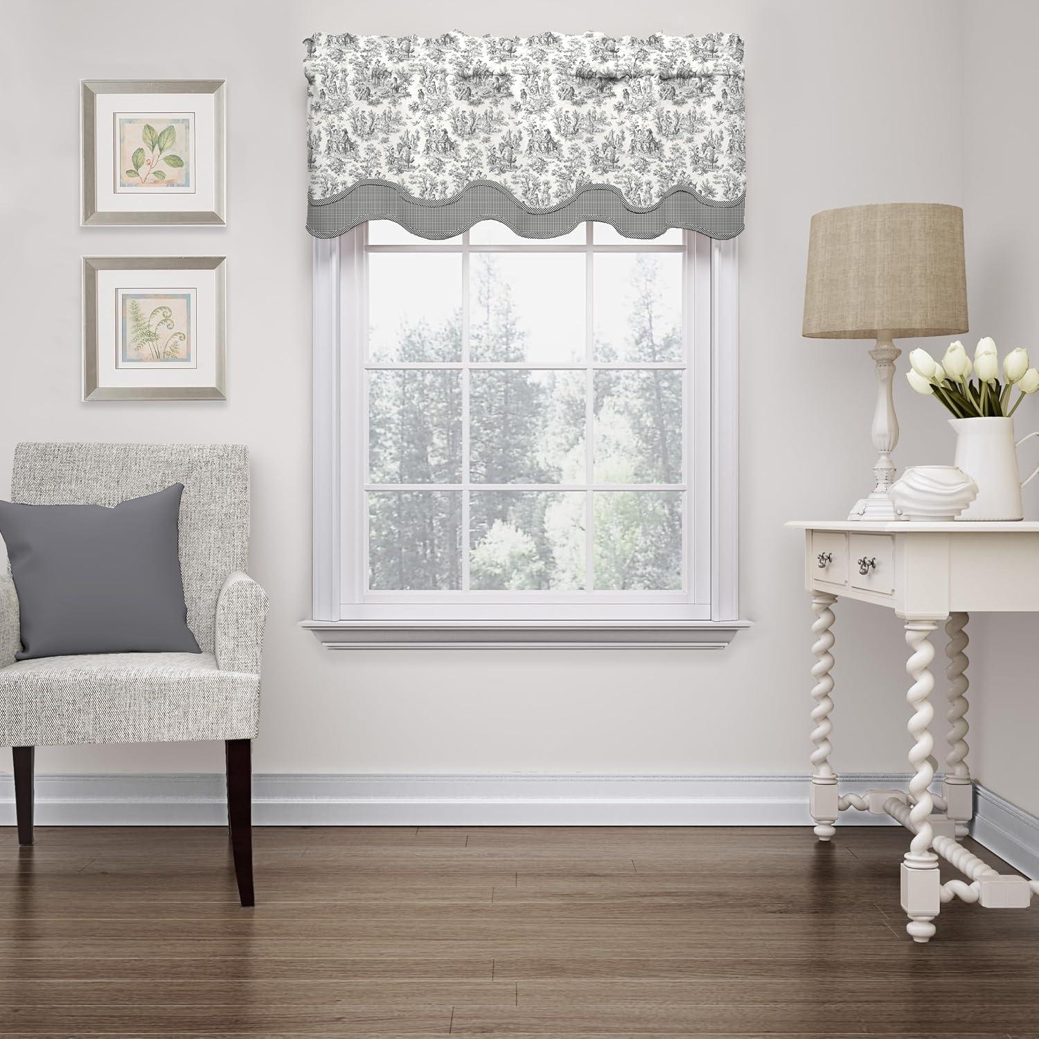 Charmed Life Toile Cotton Scalloped 52'' W Window Valance