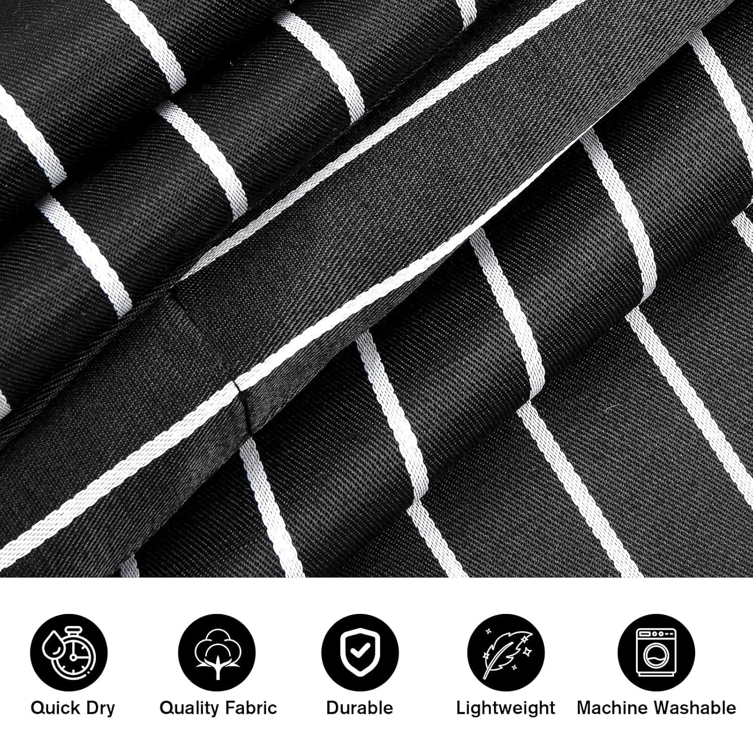 NLUS 2 Pack Cooking Aprons for Women Men with 2 Pockets, 29.5" x 26.8" (Black/Brown Stripes)