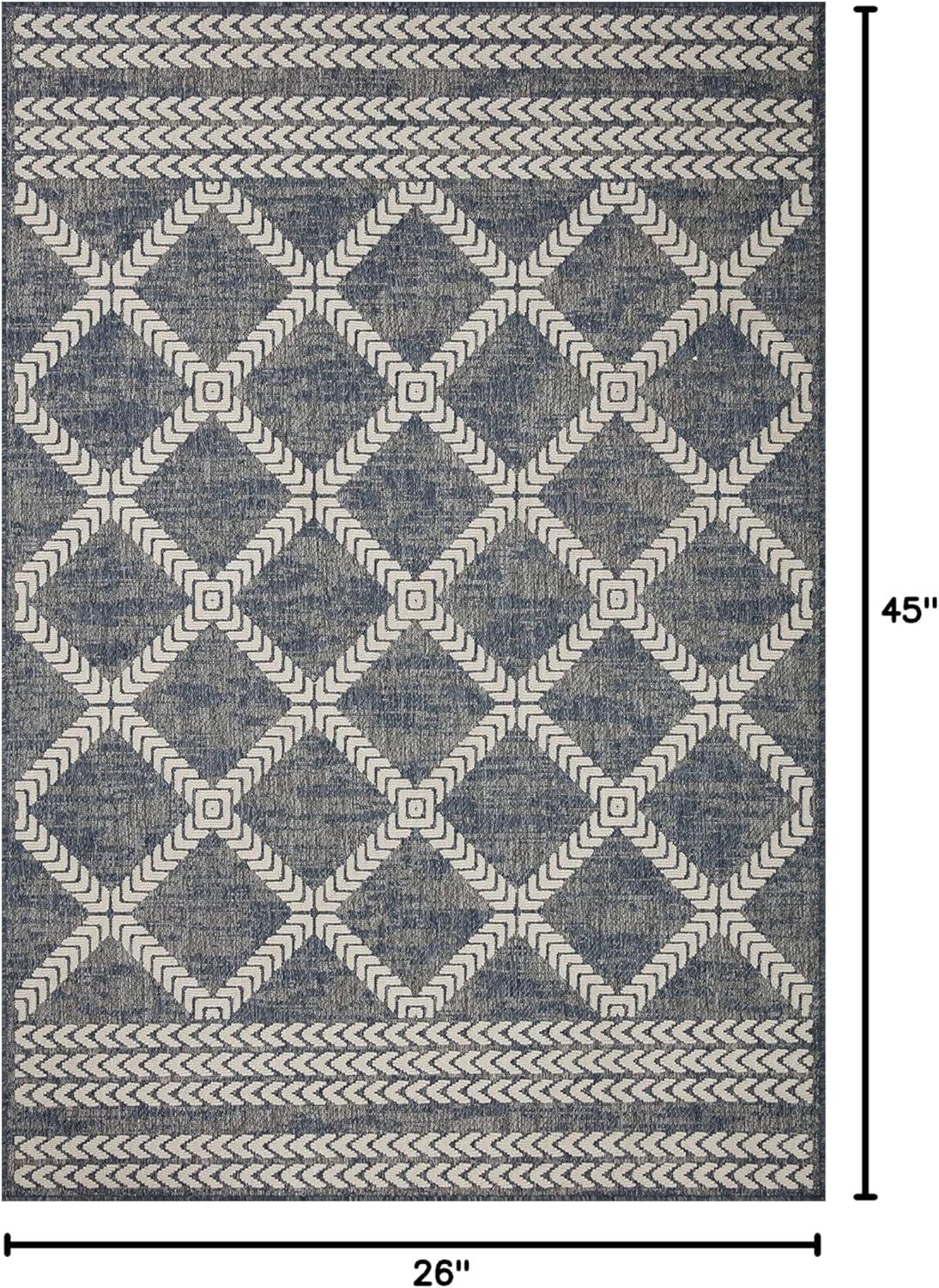 Loloi II Rainier Indoor Outdoor Denim / Ivory 2'-2" x 3'-9" Area Rug