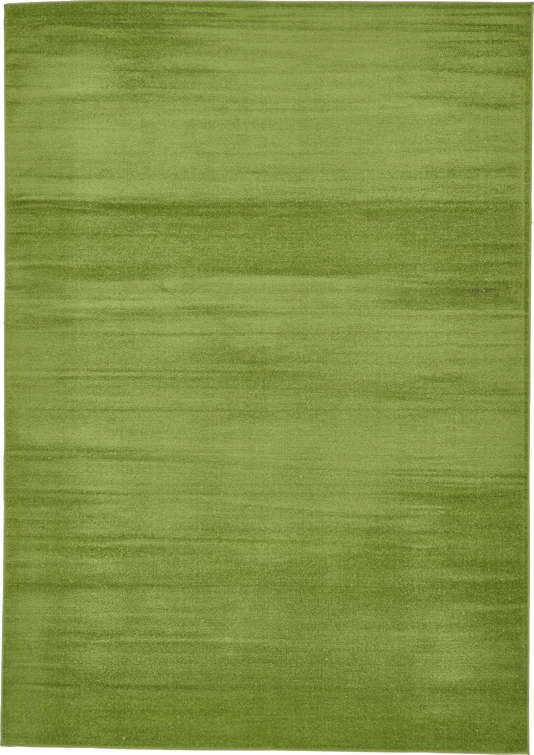 Green Rectangular Easy Care Synthetic Area Rug, 7' x 10'