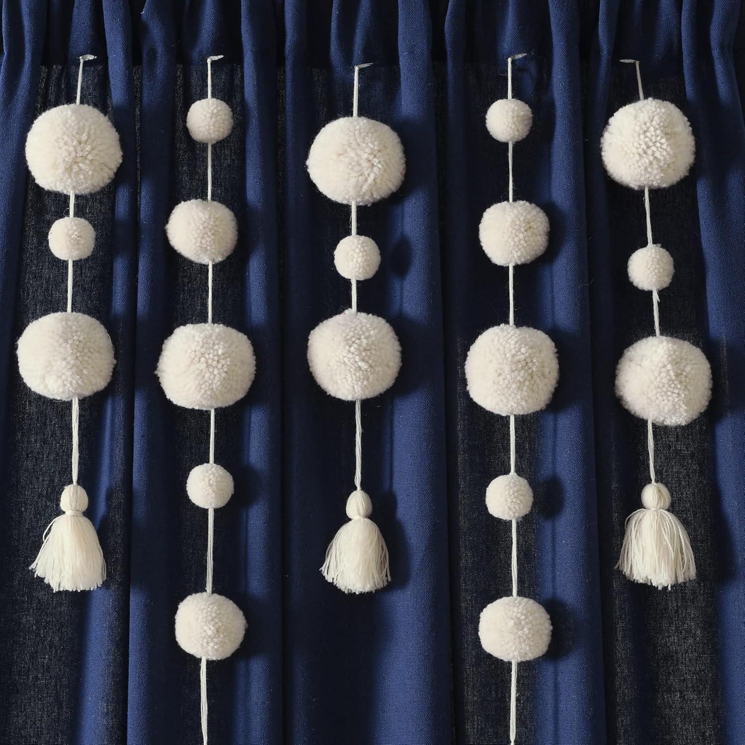 Lush Decor Tassel Window Solid Cotton Blend Semi-Sheer Rod Pocket Single Curtain Panel