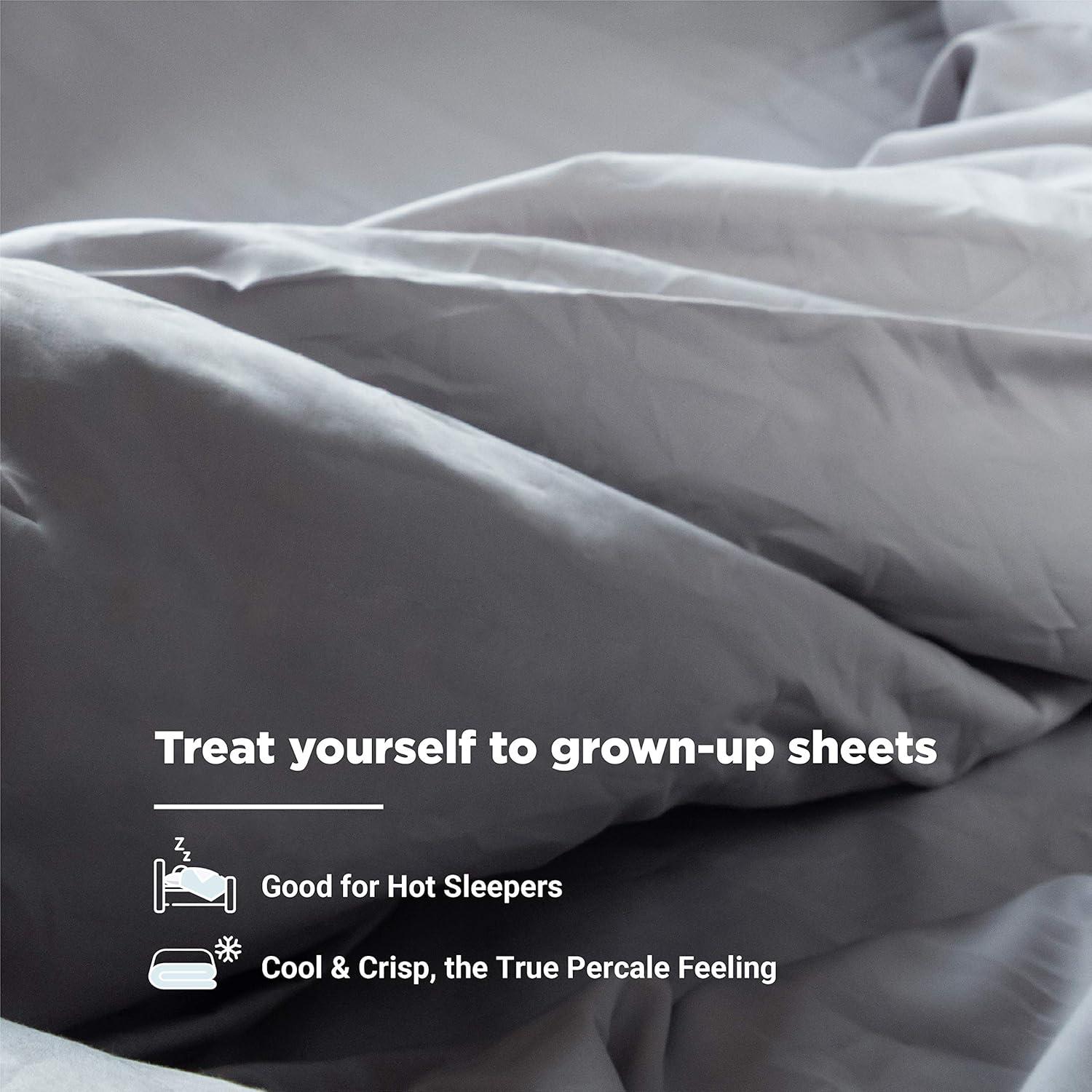 Fabdreams 400 Thread Count Certified Organic Cotton Sateen Pillowcase Set (King, Light Grey)