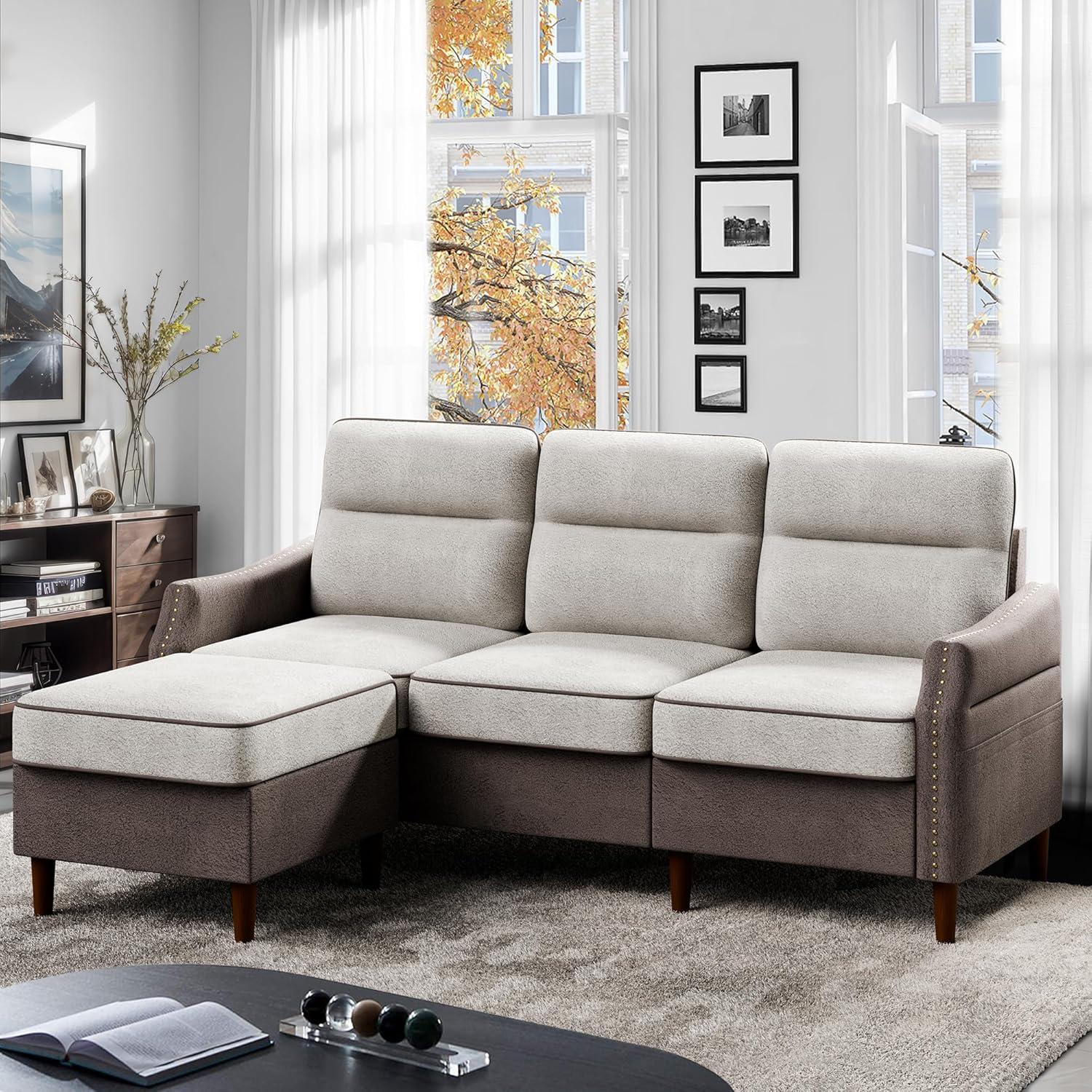 78" Sectional L Shaped Sofa Couch