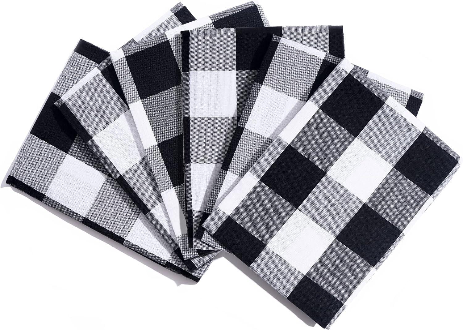 Taupe Kitchen Towels - 100% Cotton, 30"x20", Premium Taupe Dish Towels with Hanging Loop for Stylish Kitchen - Soft, Absorbent and Classic Plaid Pattern Taupe Tea Towels (6 Pack)