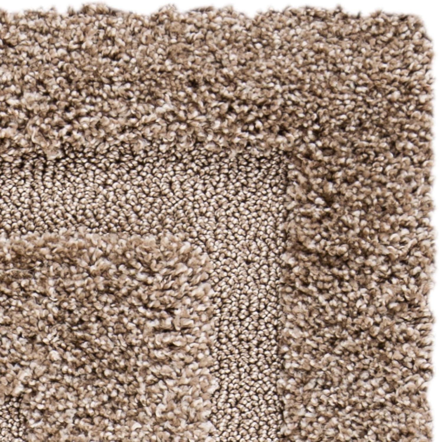 Plush Square Shadow Box Shag Rug in Neutral Brown, 47"