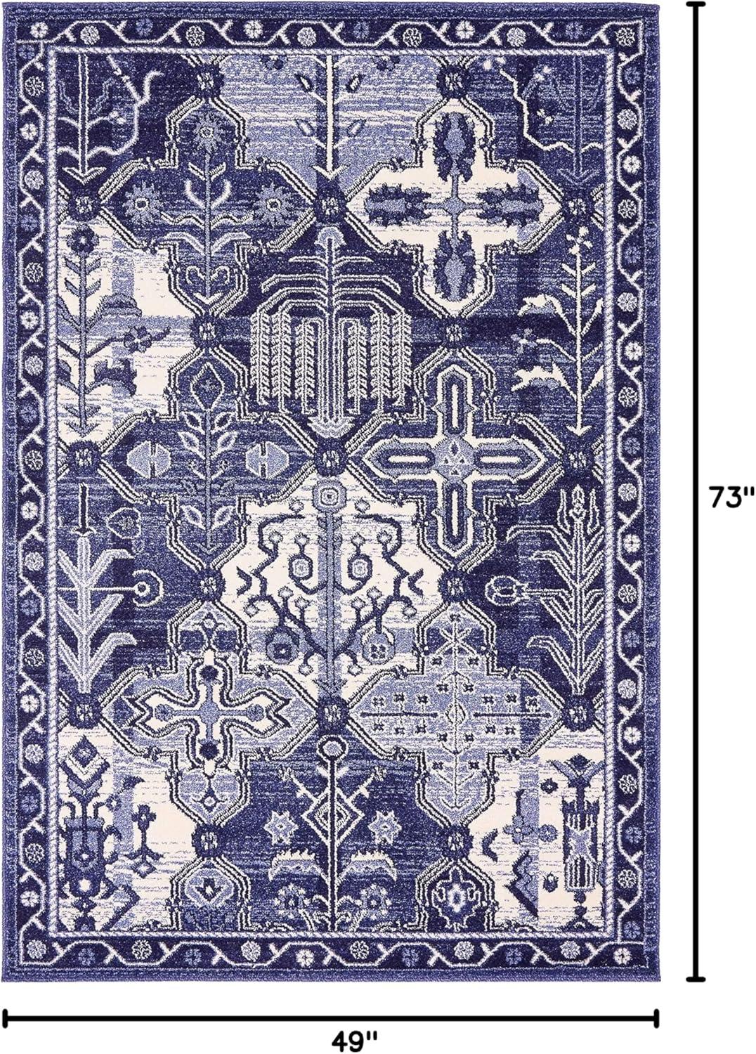 Unique Loom La Jolla Collection Area Rug - Cathedral (4' 1" x 6' 1" Rectangle Blue/Ivory)