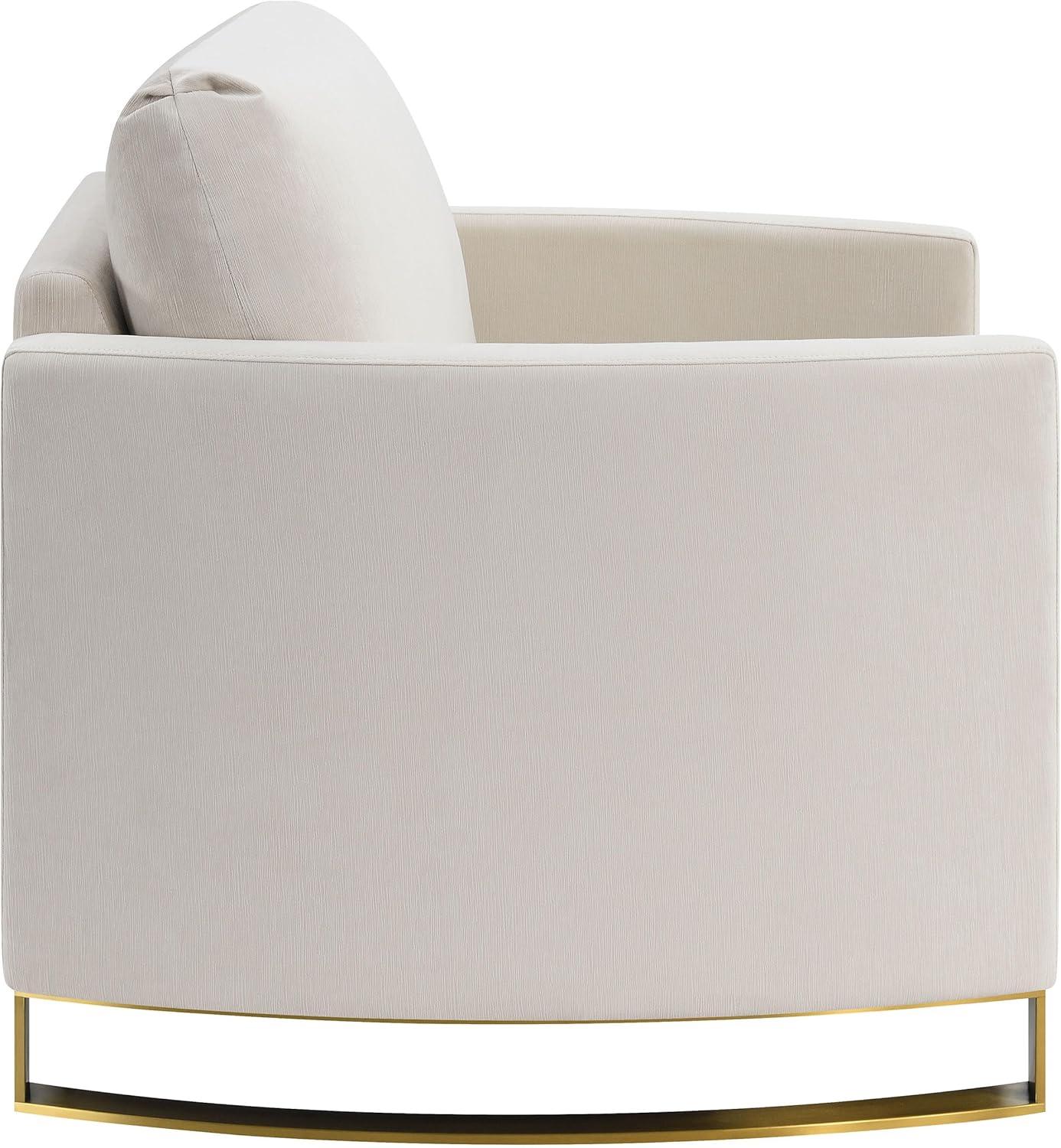 Coaster Contemporary Chenille Upholstered Arched Arms Chair in Beige
