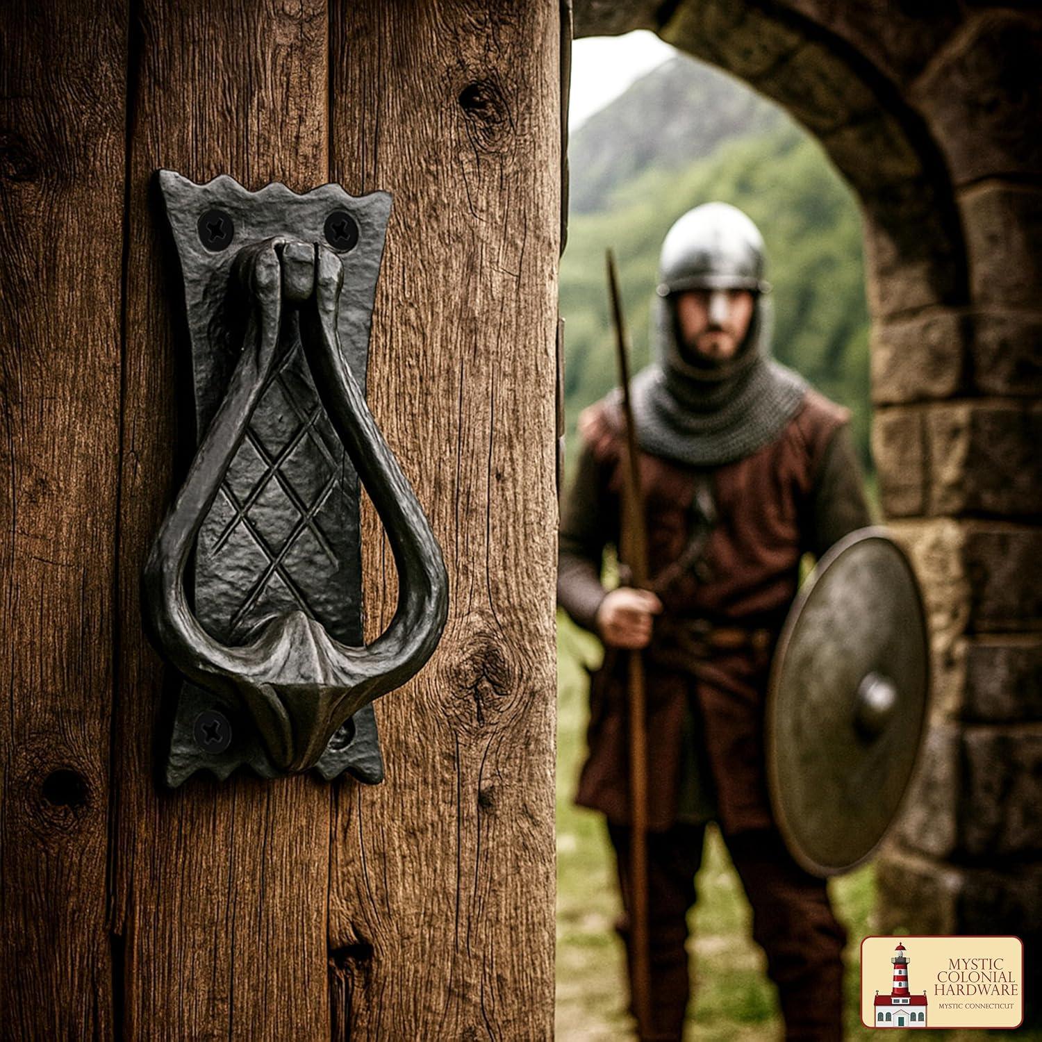 Mystic Colonial Hardware Bedroom Door Knocker Antique Black Ironmongery - True Solid CAST Iron - 4.7 inches