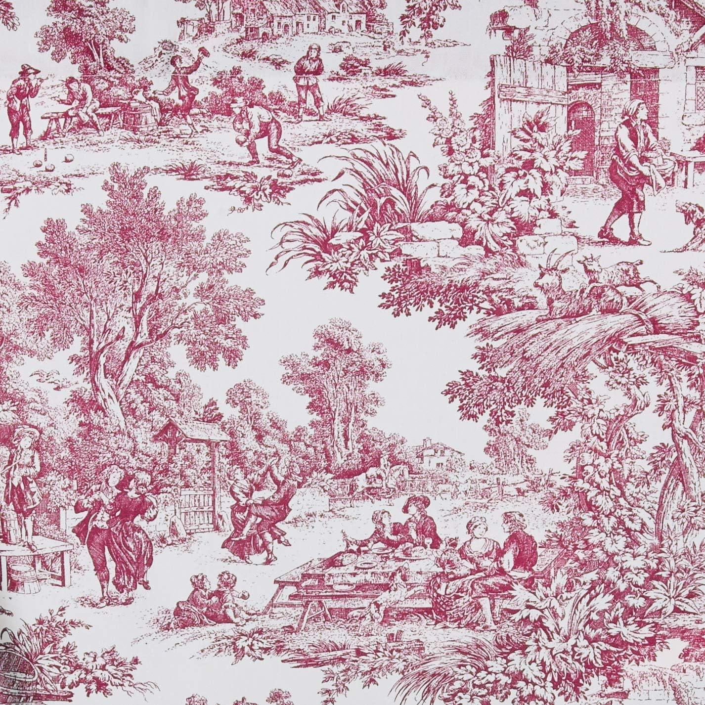 Victoria Park Red Toile Cotton Tie-Up Valance