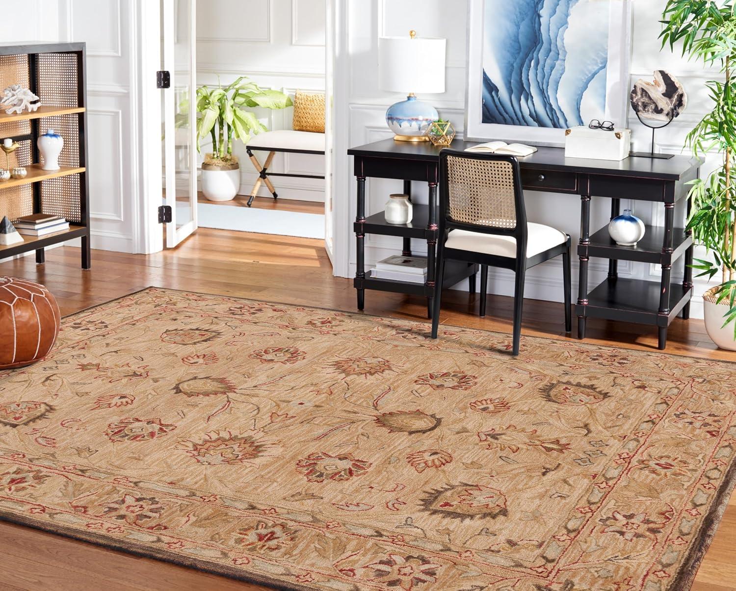 SAFAVIEH Anatolia Venice Floral Wool Area Rug, Beige/Beige, 9'6" x 13'6"