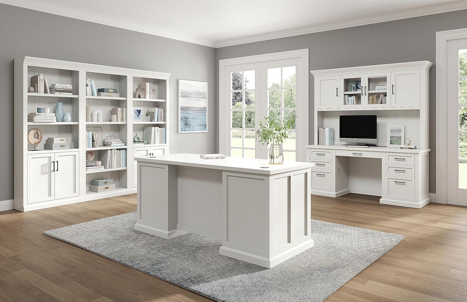 Modern Wood Hutch Fully Assembled White - Abby Collection - Martin Furniture