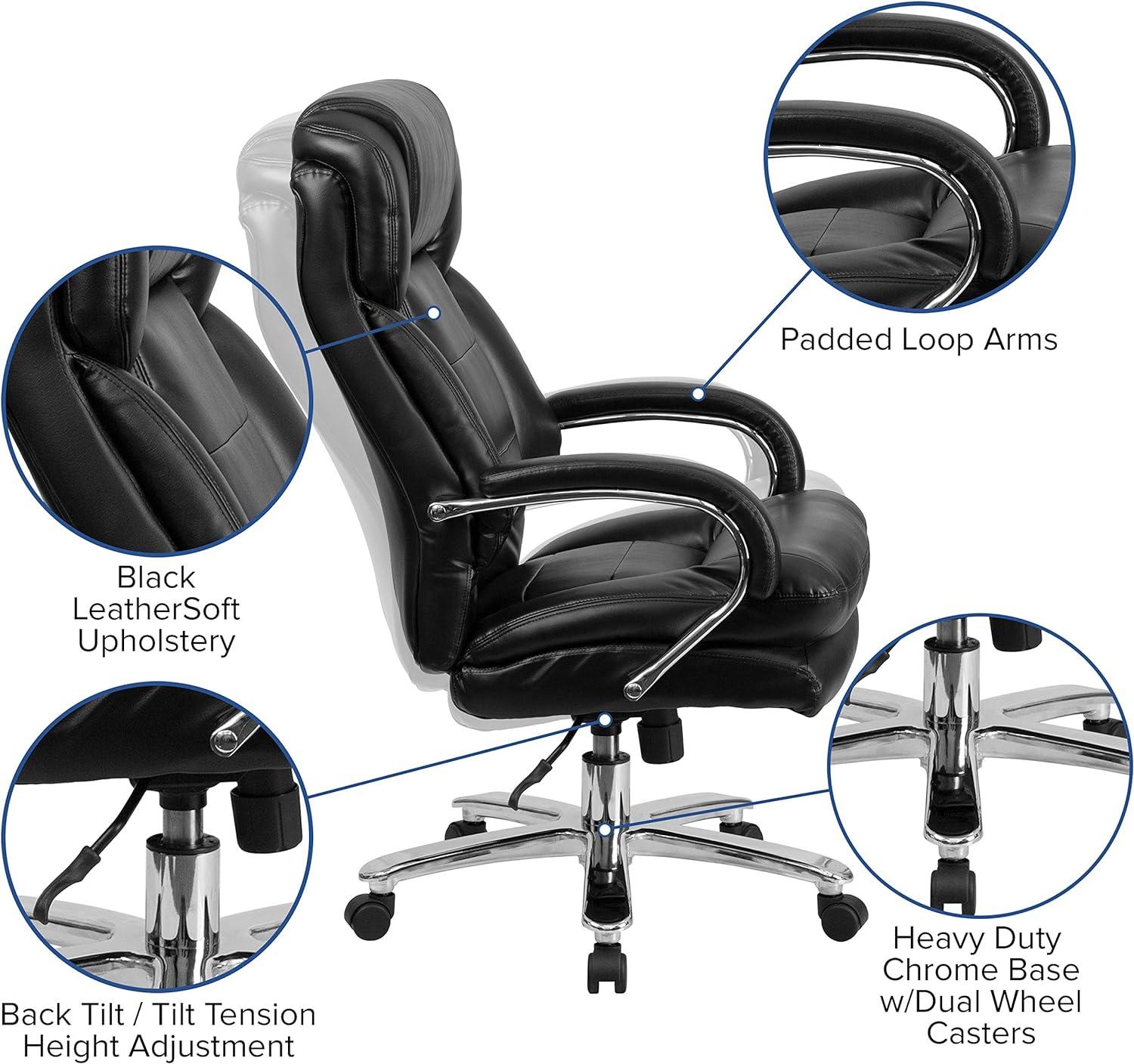 Belladonna Big & Tall LeatherSoft Ergonomic Office Chair with Headrest and Loop Arms by Flash Furniture