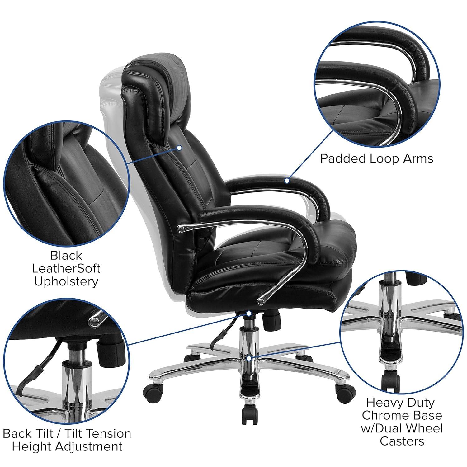 Flash Furniture Belladonna Big & Tall LeatherSoft Ergonomic Office Chair with Headrest and Loop Arms