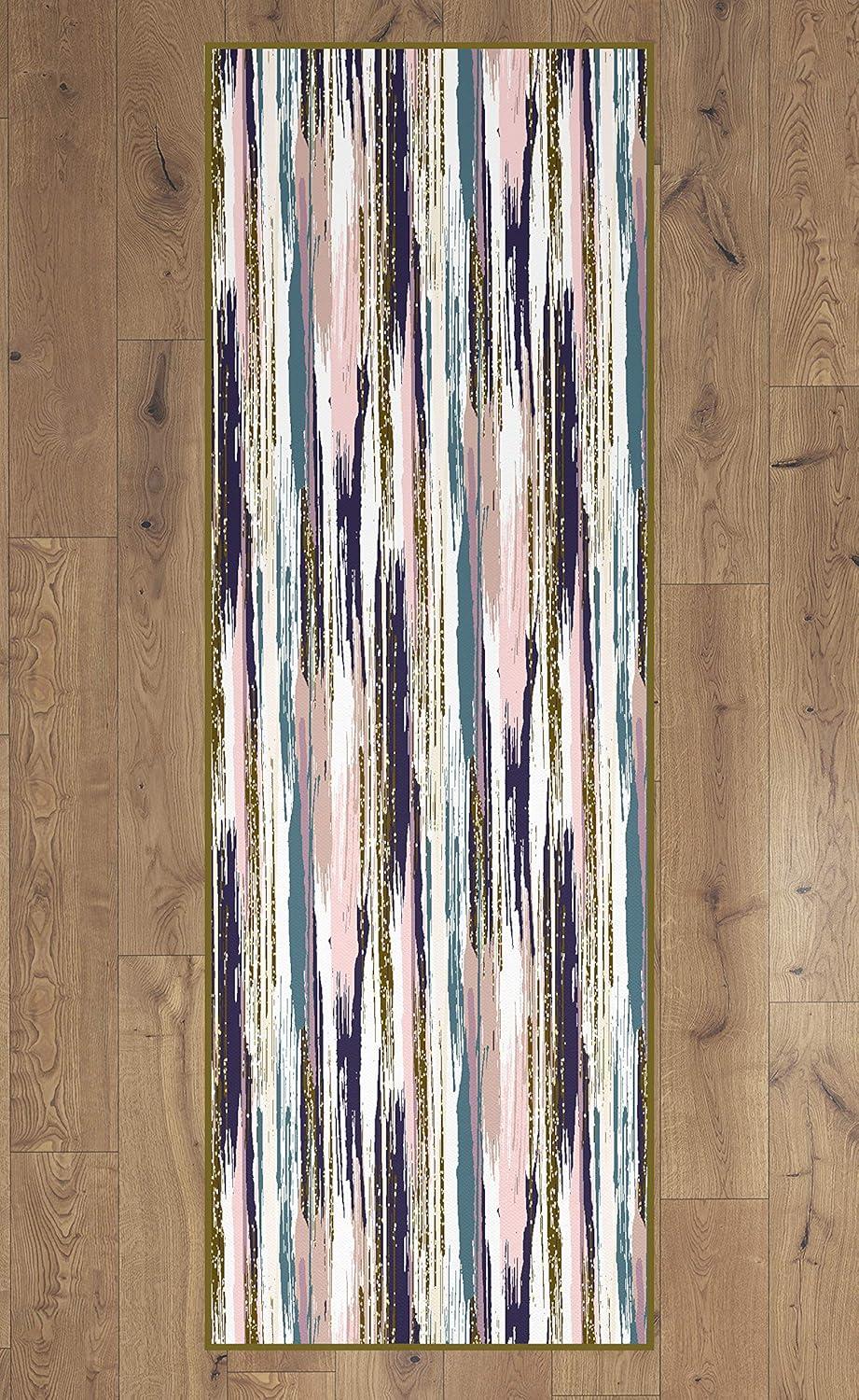 Deerlux Modern Living Room Area Rug with Nonslip Backing, Abstract Brushstrokes and Glitter Pattern, 2.5 x 6.5 Ft Runner