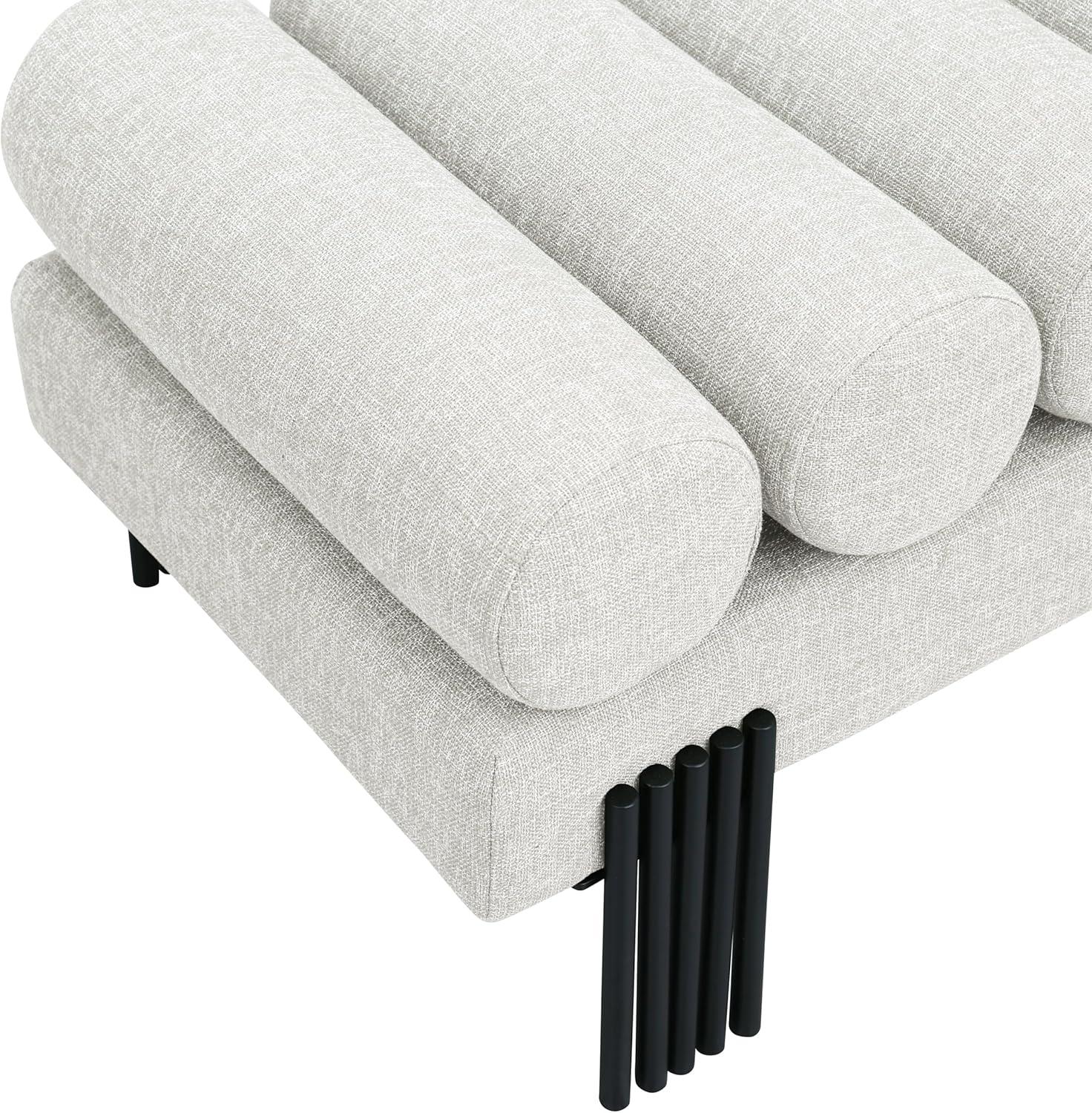 Meridian Furniture Akeela Cream Linen Textured Fabric Bench