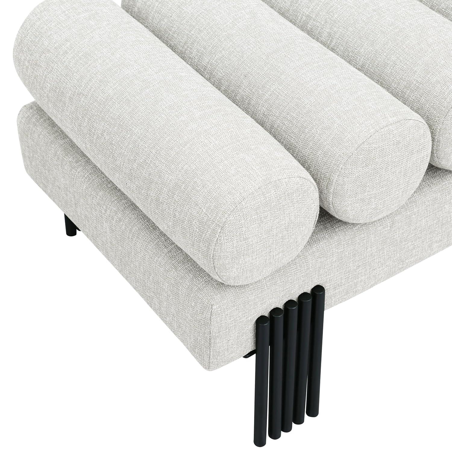Meridian Furniture Akeela Cream Linen Textured Fabric Bench