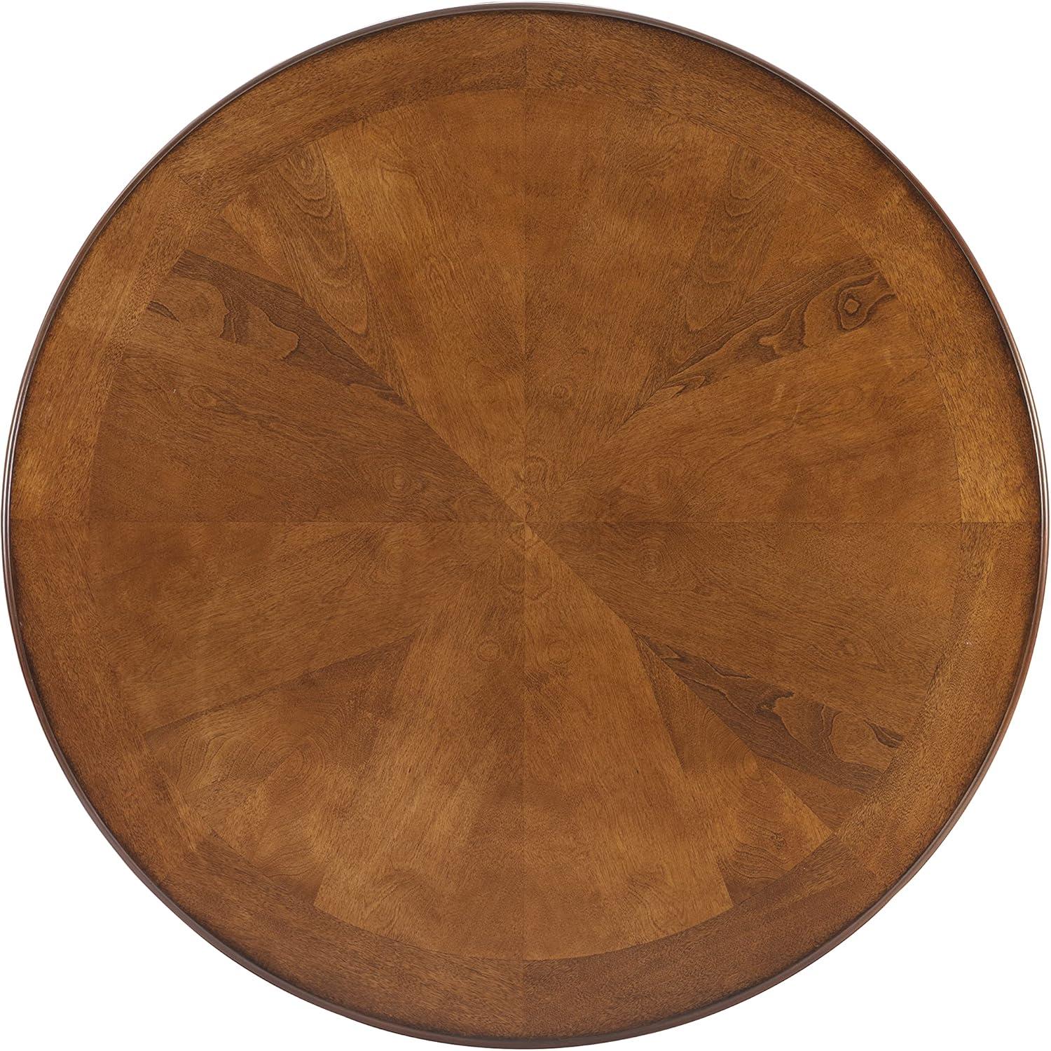 Linon Hamilton 42" Round Cherry Wood Dining Table Base in Matte Pewter & Bronze