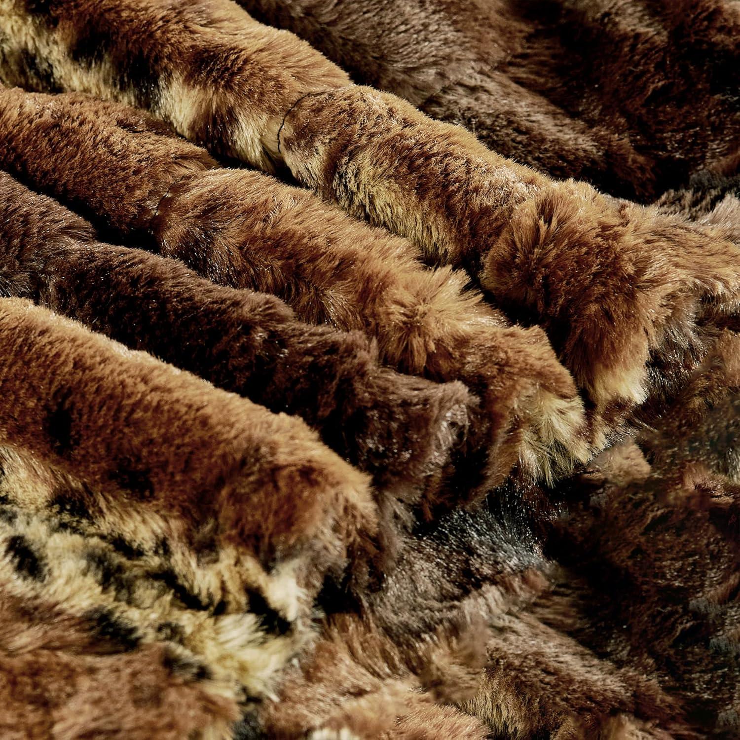 Home Soft Things Animal Double Sided Faux Fur Throw - Brushed Leopard - 50" x 60"