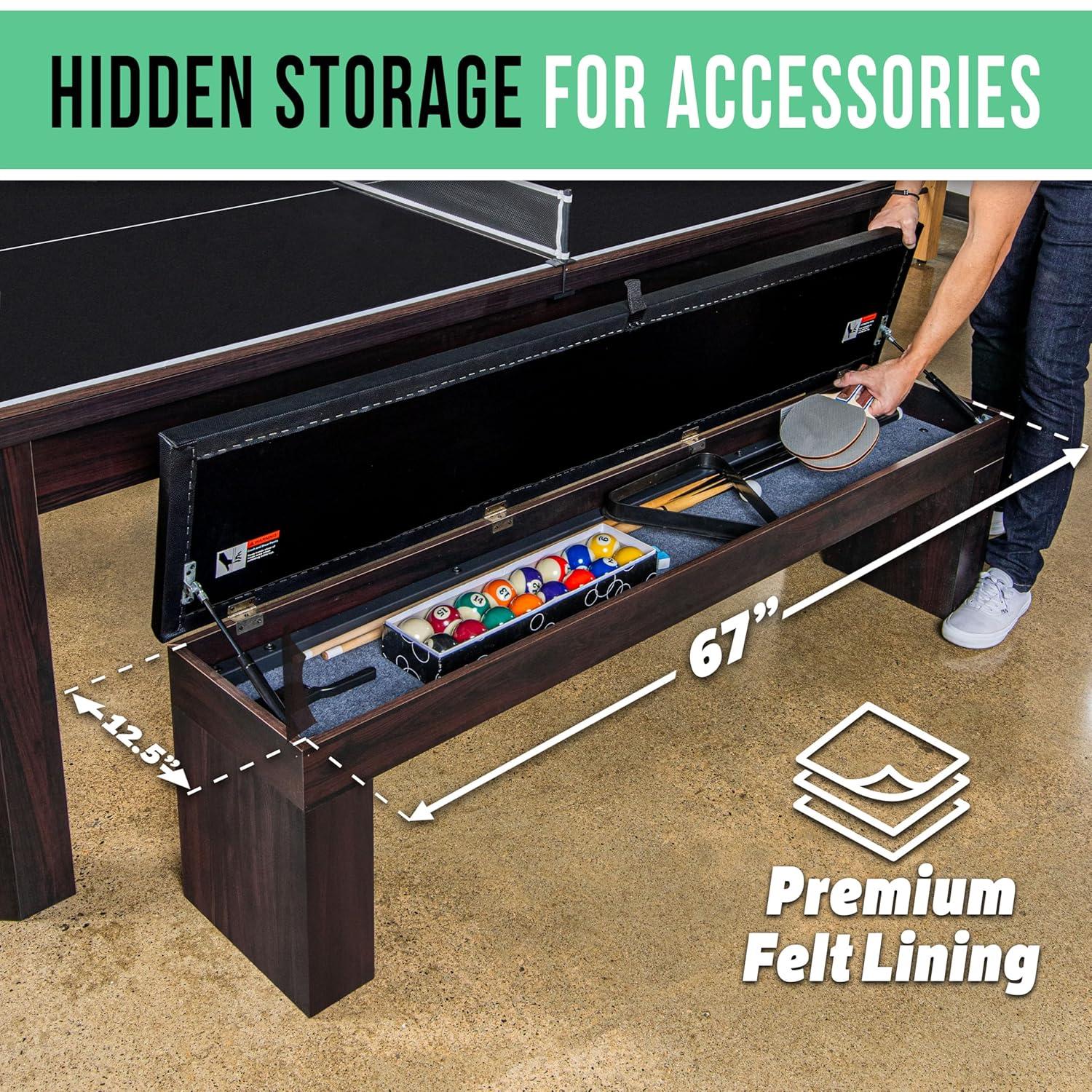 Gosports 7 Ft 3-in-1 Multi Game Pool Table Set with Dining Top, and Table Tennis Game