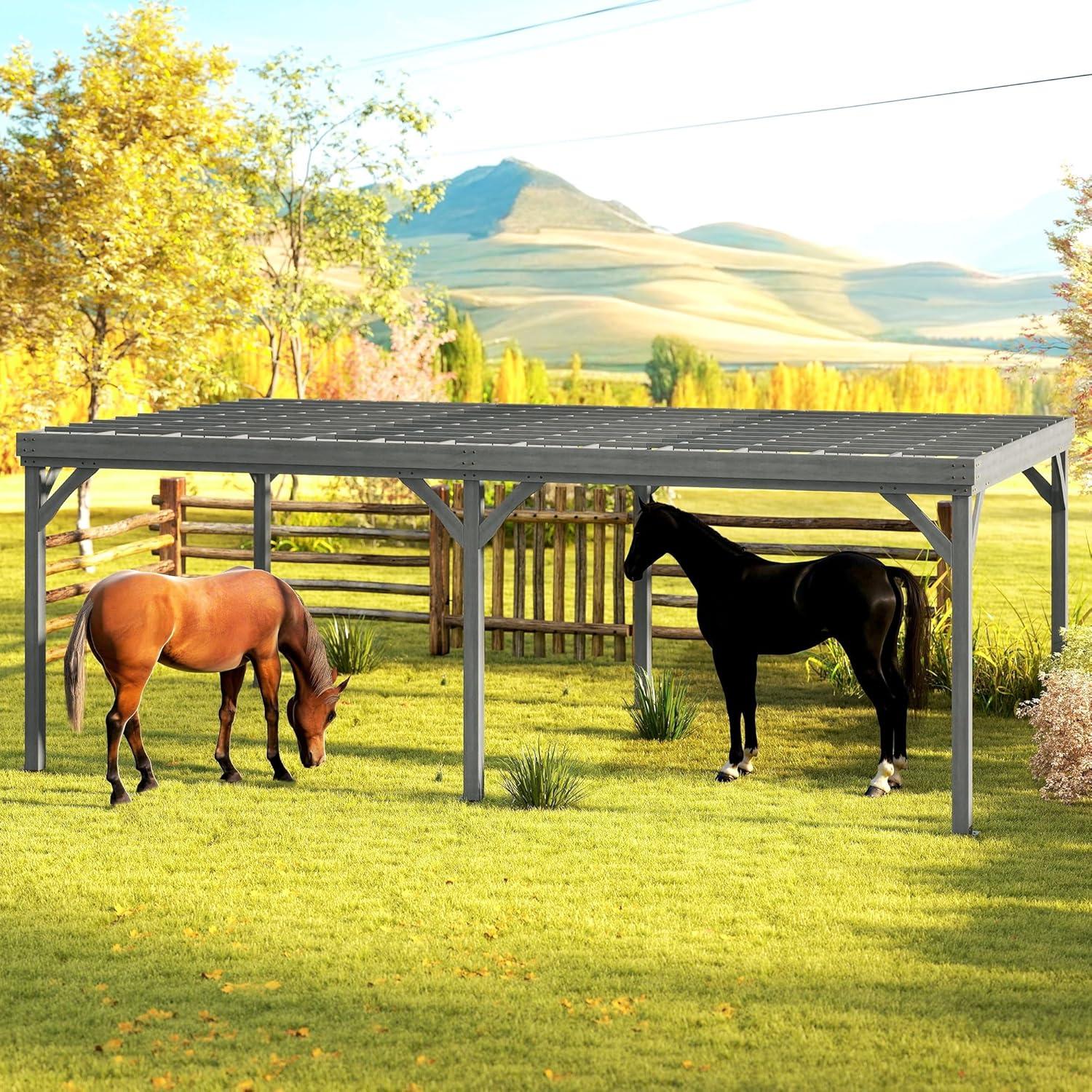 Outsunny 12' x 20' Wooden Pergola Grape Trellis, Outdoor Gazebo for Garden, Patio, Backyard, Deck, Gray