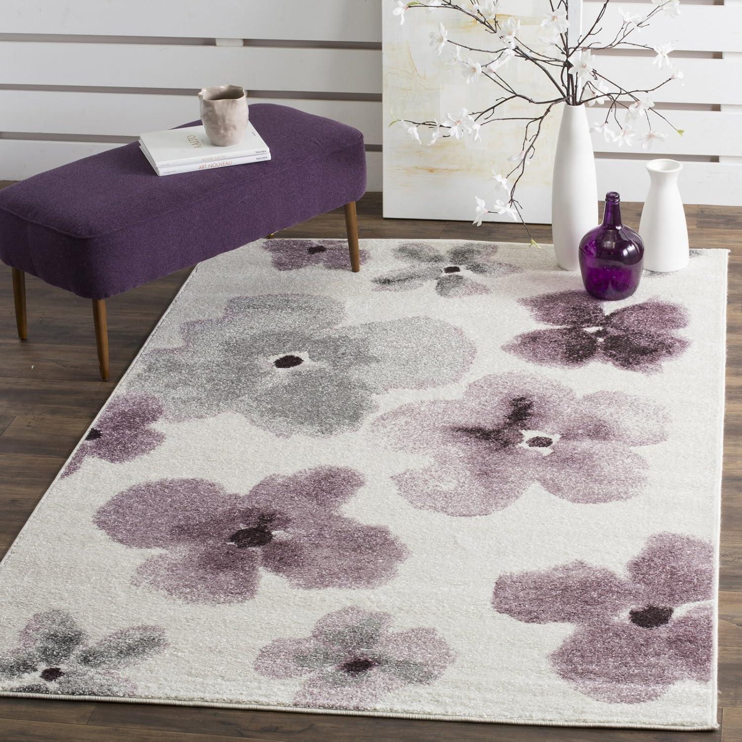 Adirondack ADR123 Power Loomed Area Rug - Ivory/Purple - 5'1"x7'6" - Safavieh.