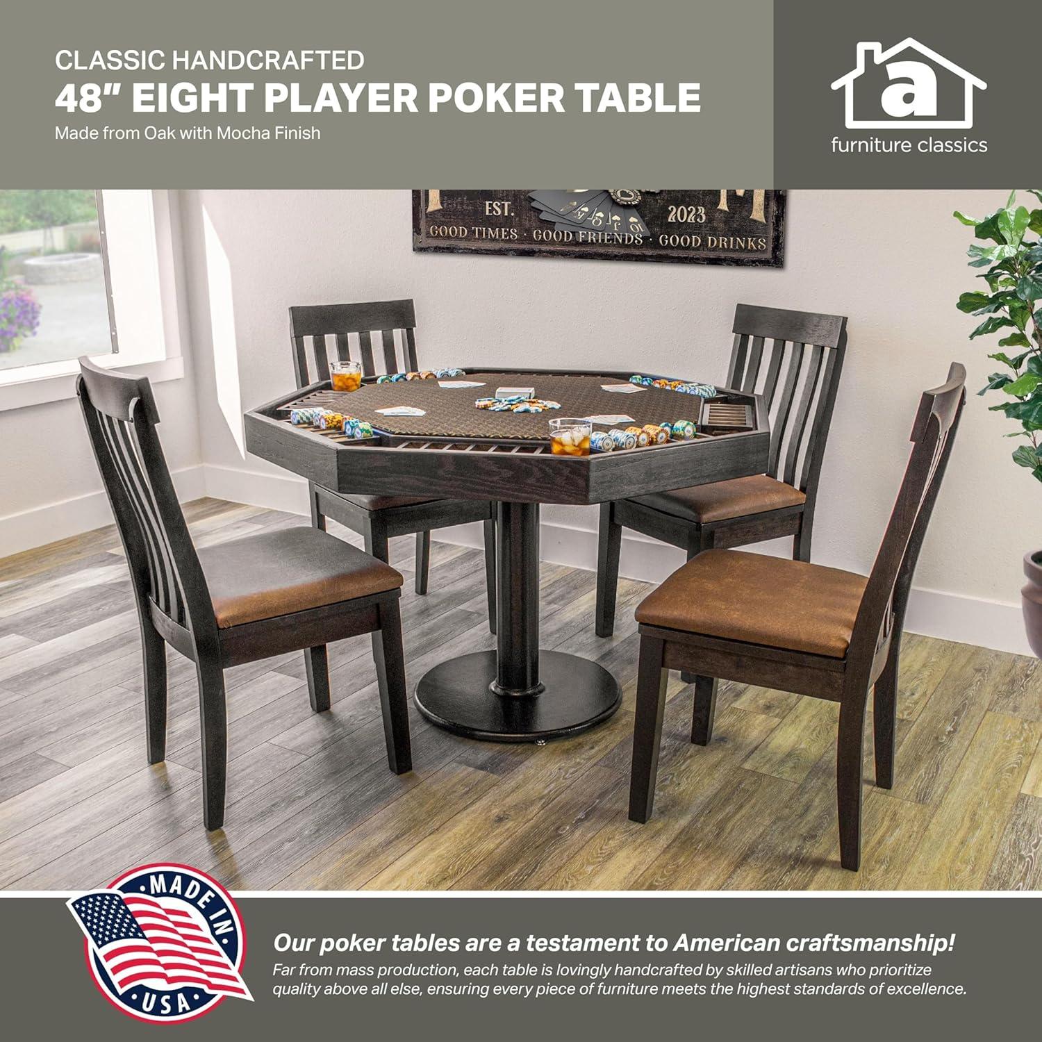 American Furniture Classics 48'' 8 - Player Brown Poker Table