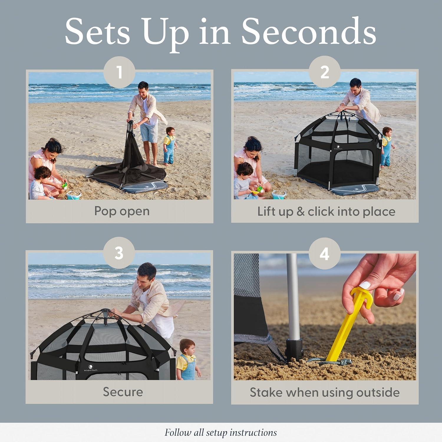Anchor Grey Foldable Portable Baby Playpen with Canopy and Travel Bag