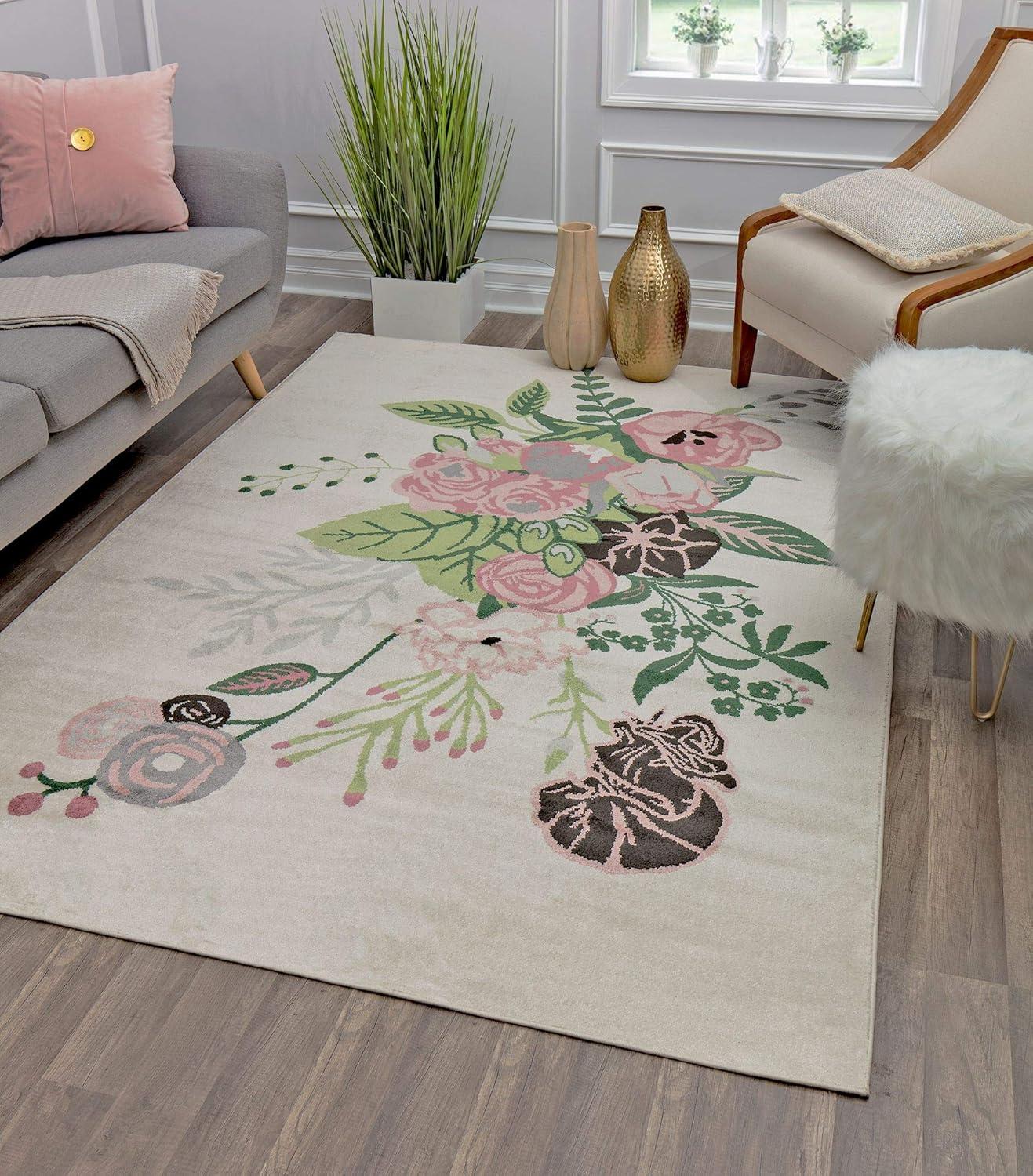 Rugs America Hanna Floral Transitional Area Rug