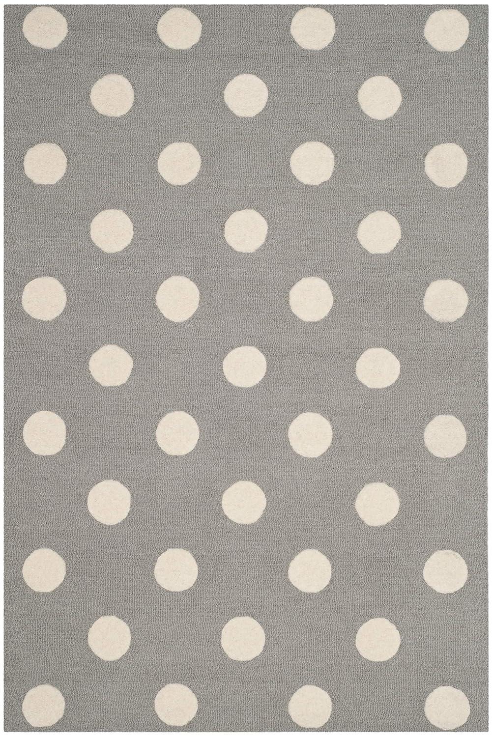 Safavieh Kids Polka Dots SFK904 Hand Tufted Indoor Accent Rug - Grey/Ivory - 4'x6' - Safavieh