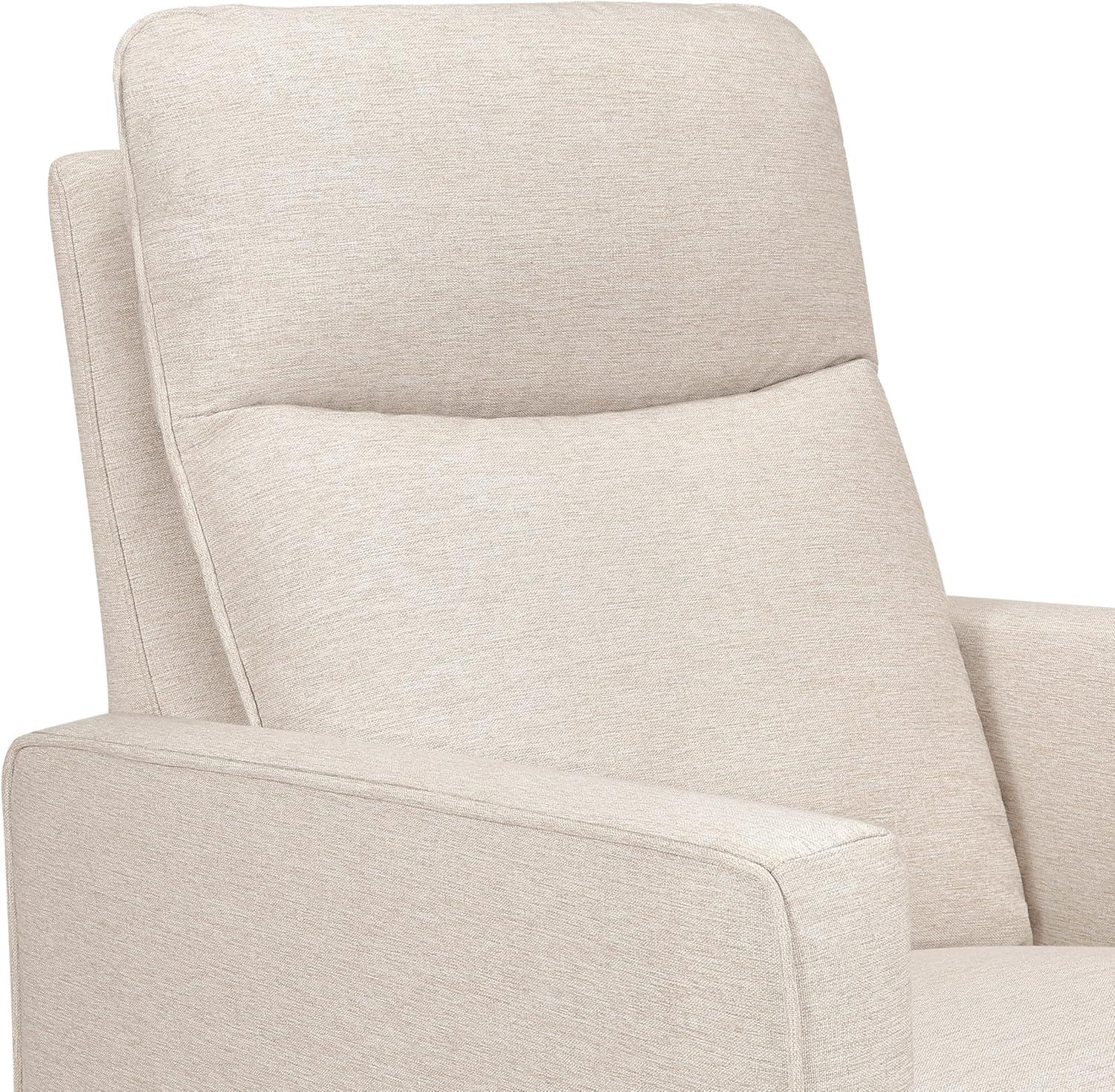 Beige Pillowback Swivel Glider with High Back Support