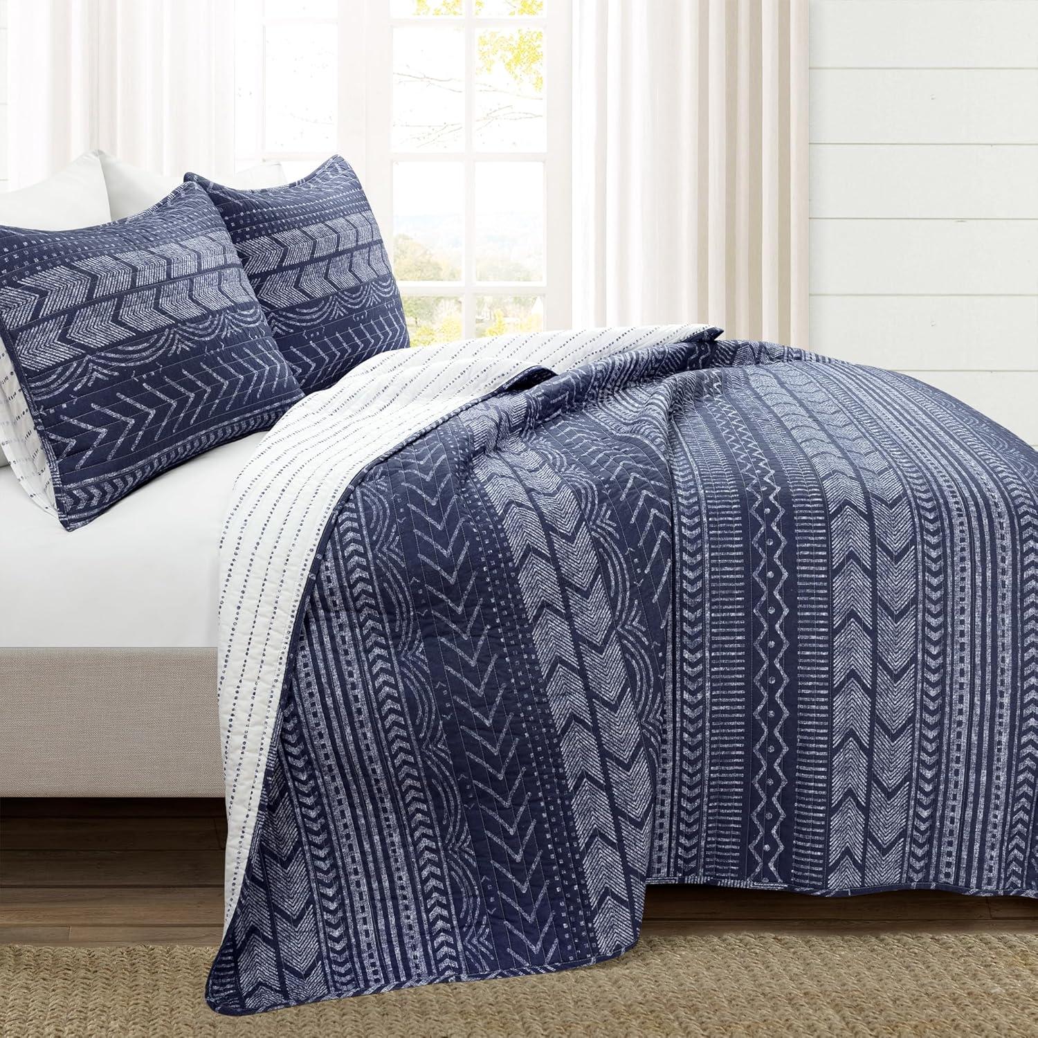 Lush Decor Hygge Geo Reversible Contemporary 3-Piece Quilt Set