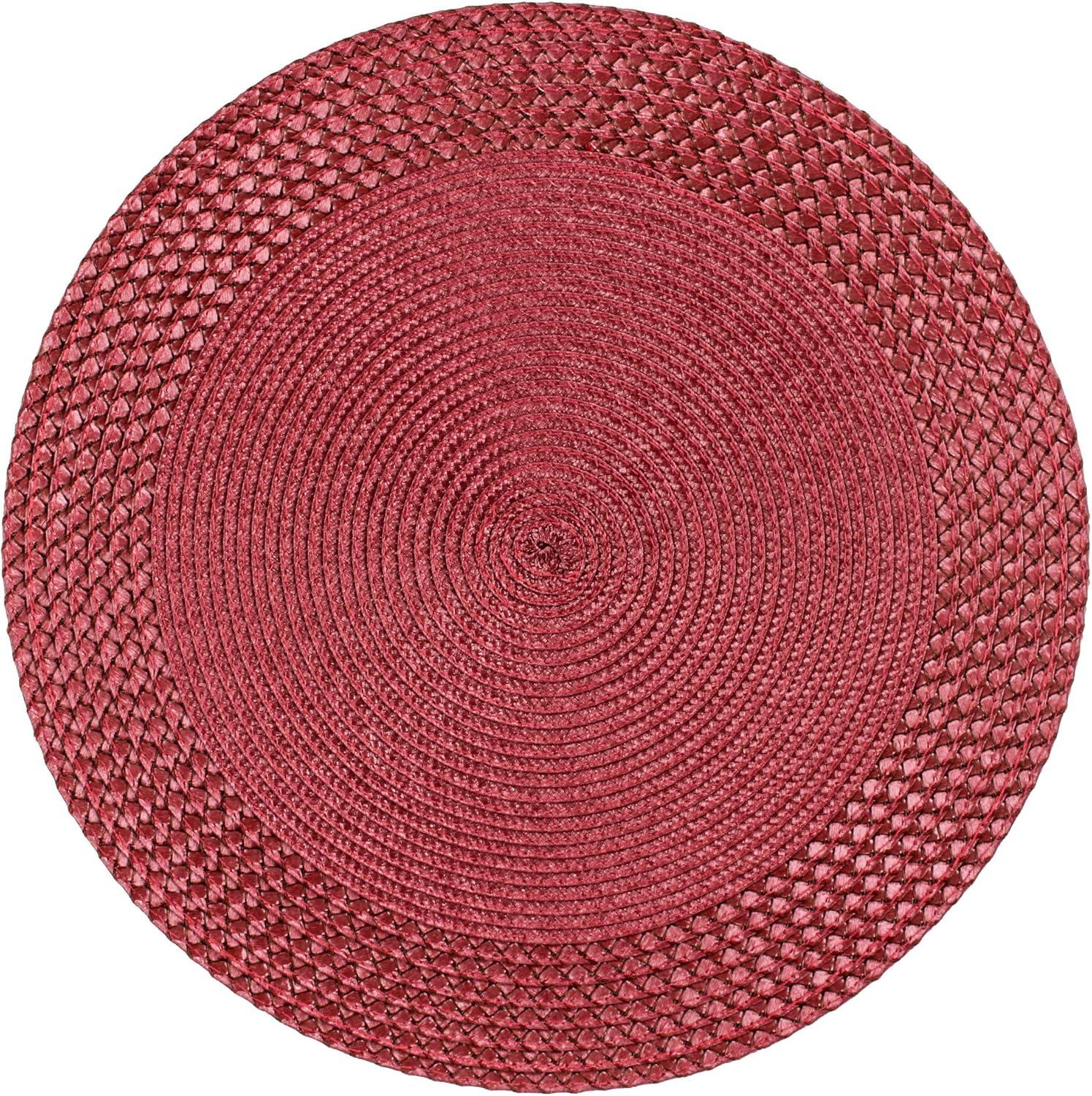 Braided Edge Non-Slip Round Placemats Set of 4 Burgundy