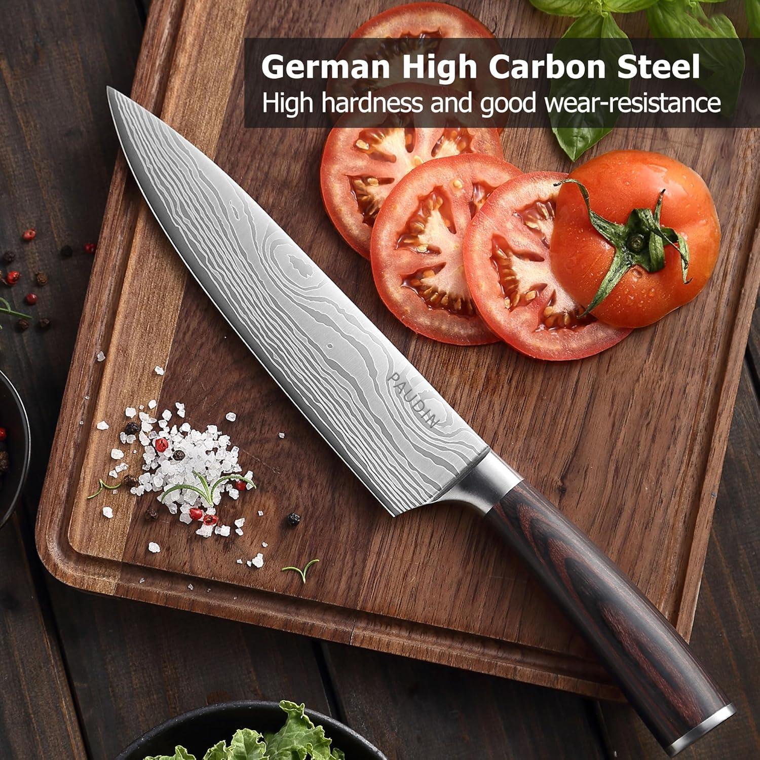 PAUDIN Chef Knife, 8 Inch High Carbon Stainless Steel Sharp Kitchen Knife with Ergonomic Handle, Gift Box for Family & Restaurant C80