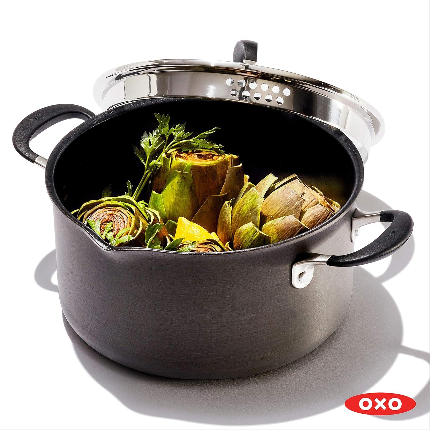 6-Quart Black Non-Stick Aluminum Stock Pot with Lid