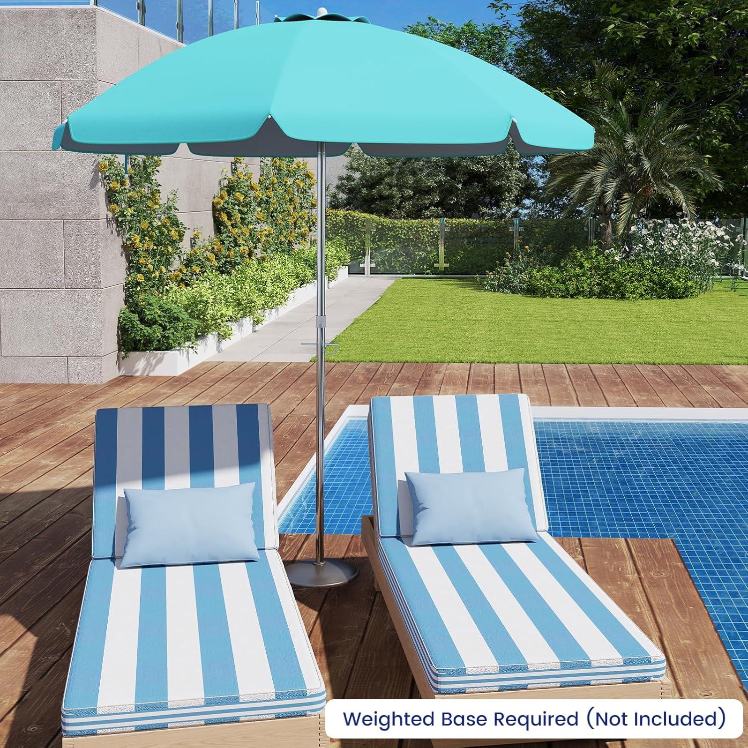 Yardi Yard 6.5 Feet Beach Umbrella with Sun Shade and Carry Bag without Weight Base-Blue, Travel Beach Umbrella, Beach Umbrellas for Sand Heavy Duty Wind Portable Beach Umbrella