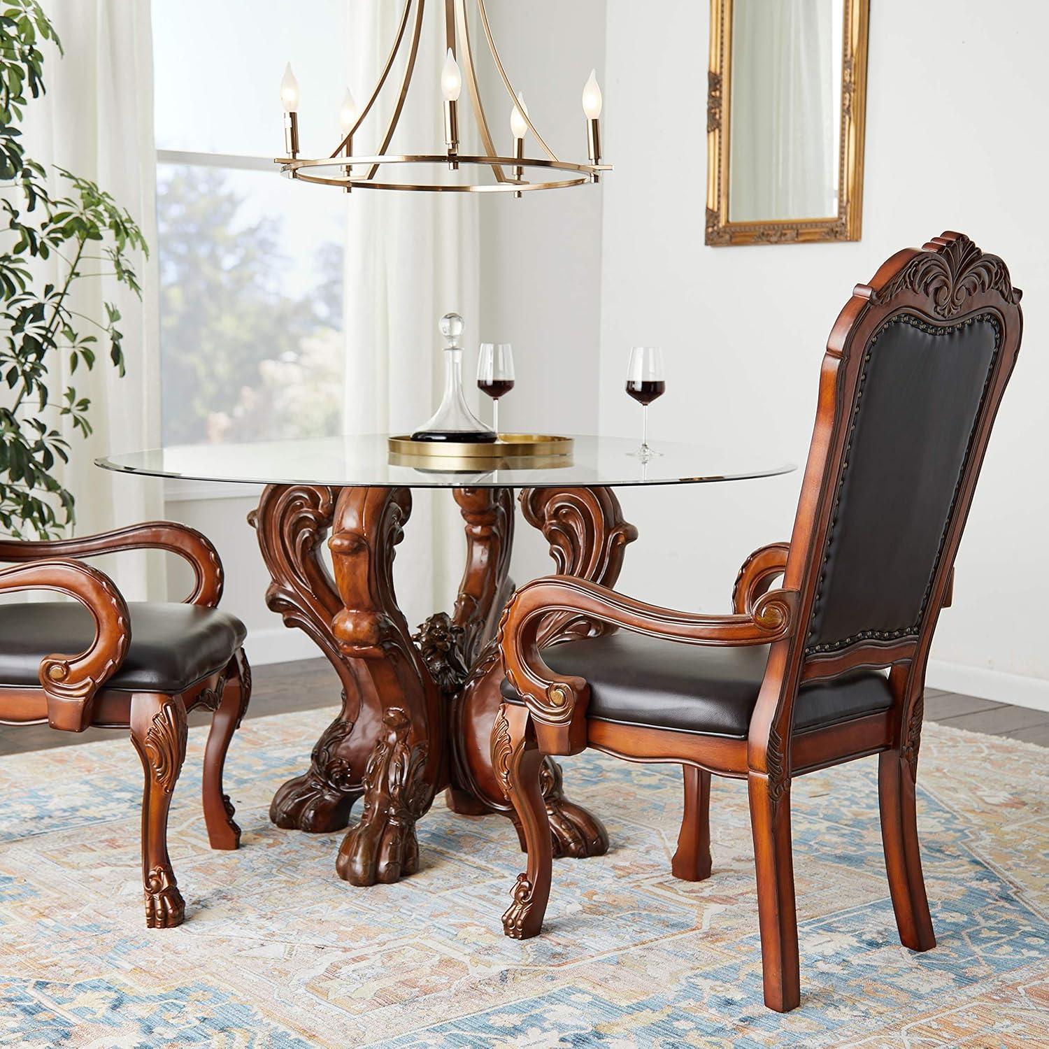 Acme Furniture Dresden Dining Chairs Brown Synthetic Leather/Cherry Oak Finish