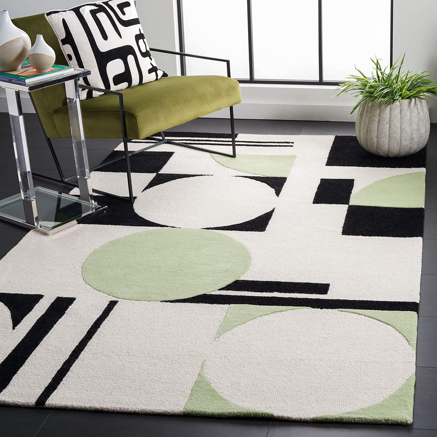 Rodeo Drive Abstract Green & Black Hand-Tufted Wool Area Rug - 5' x 8'