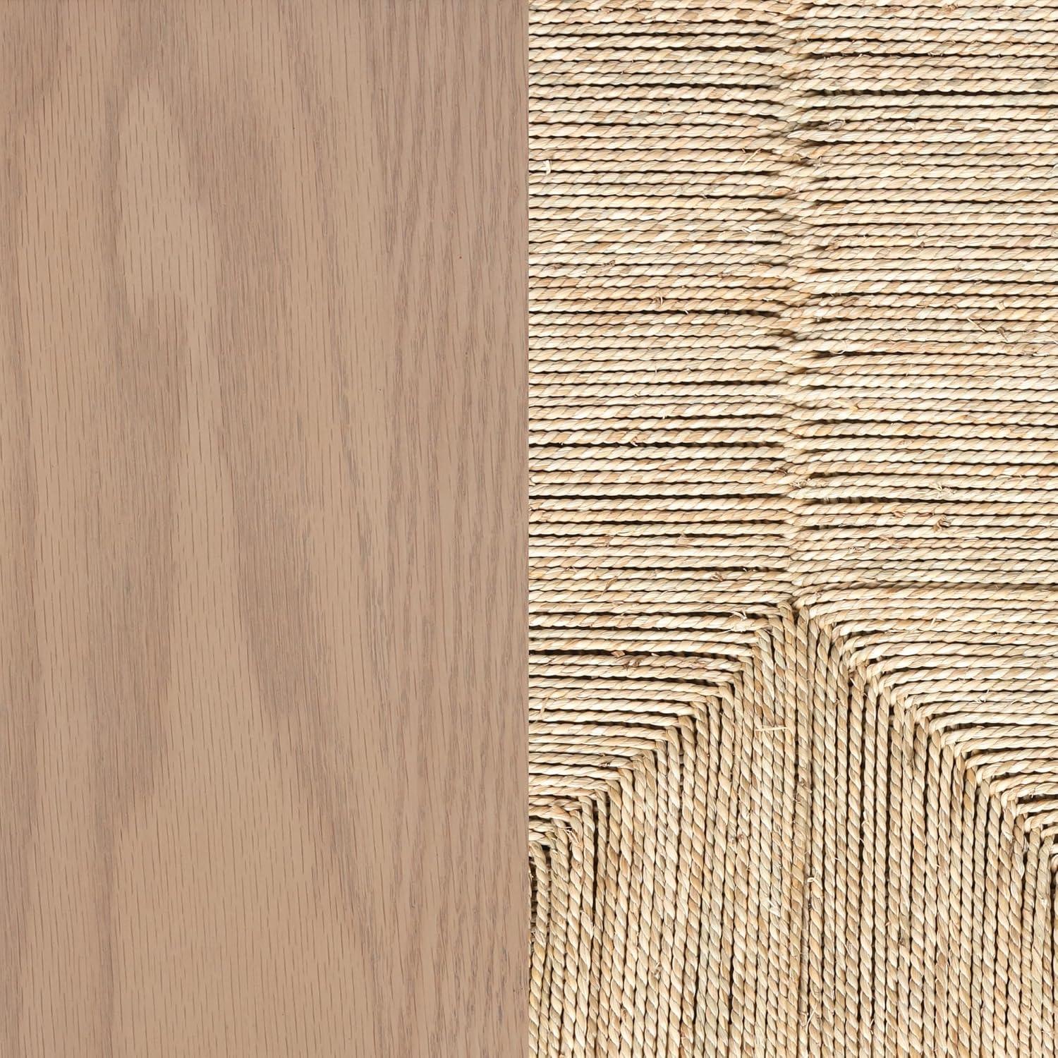 Leah Natural Seagrass and Oak Bohemian Storage Cabinet