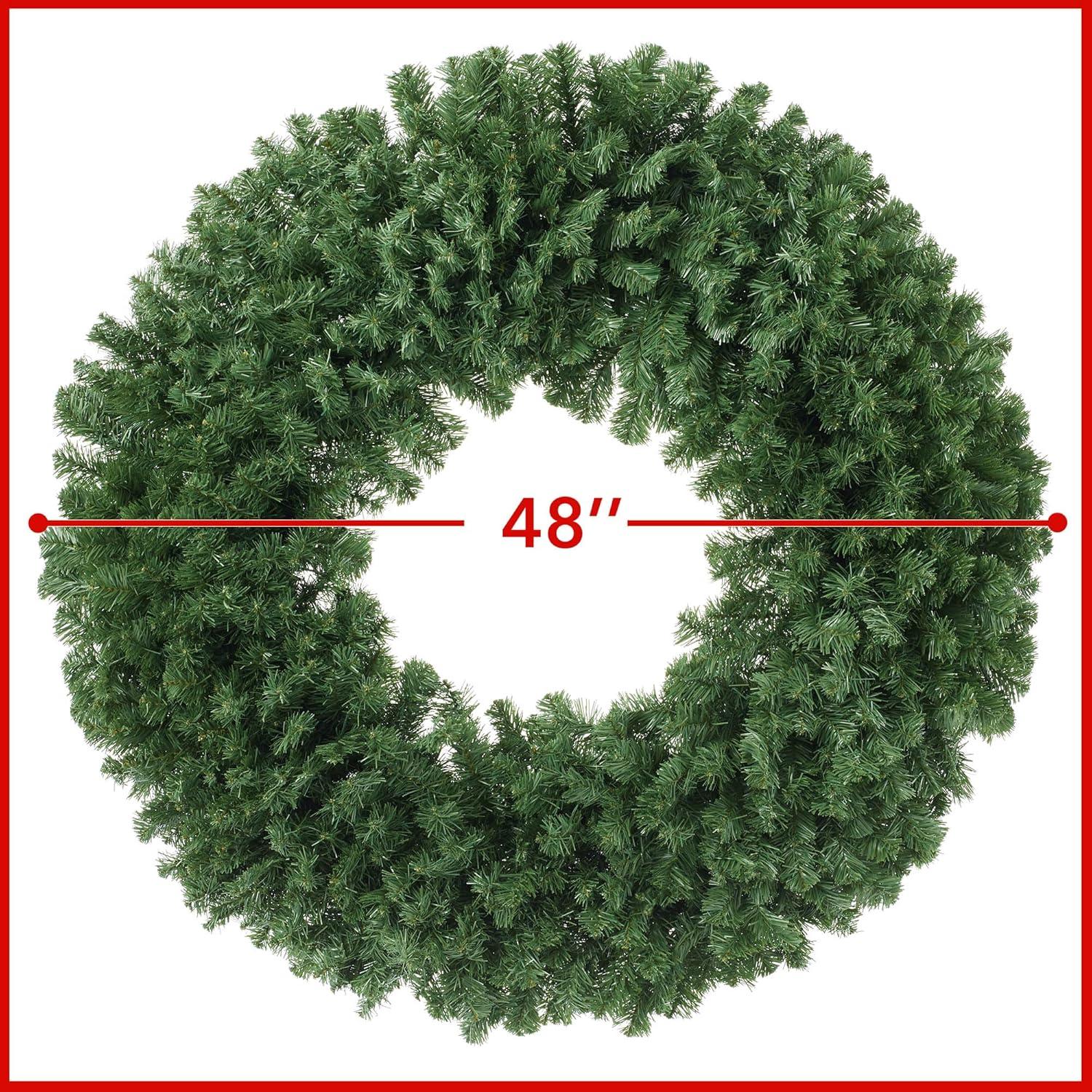 Casafield Artificial Christmas Wreath for Front Door, Window or Mantel, Green Fir Indoor/Outdoor Holiday Décor