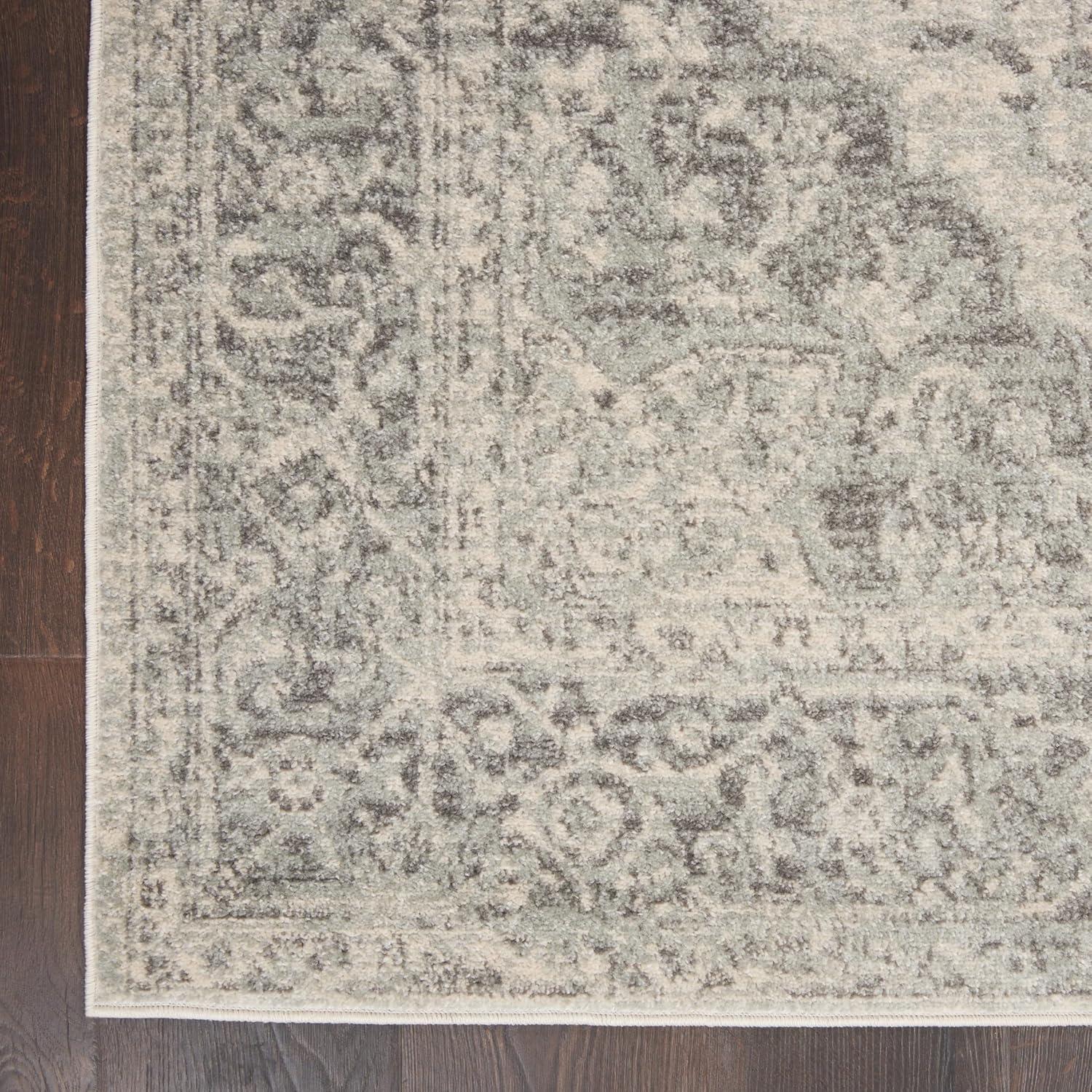 Nourison Tranquil Vintage Persian Center Medallion Area Rug Ivory Grey 4' x 6'