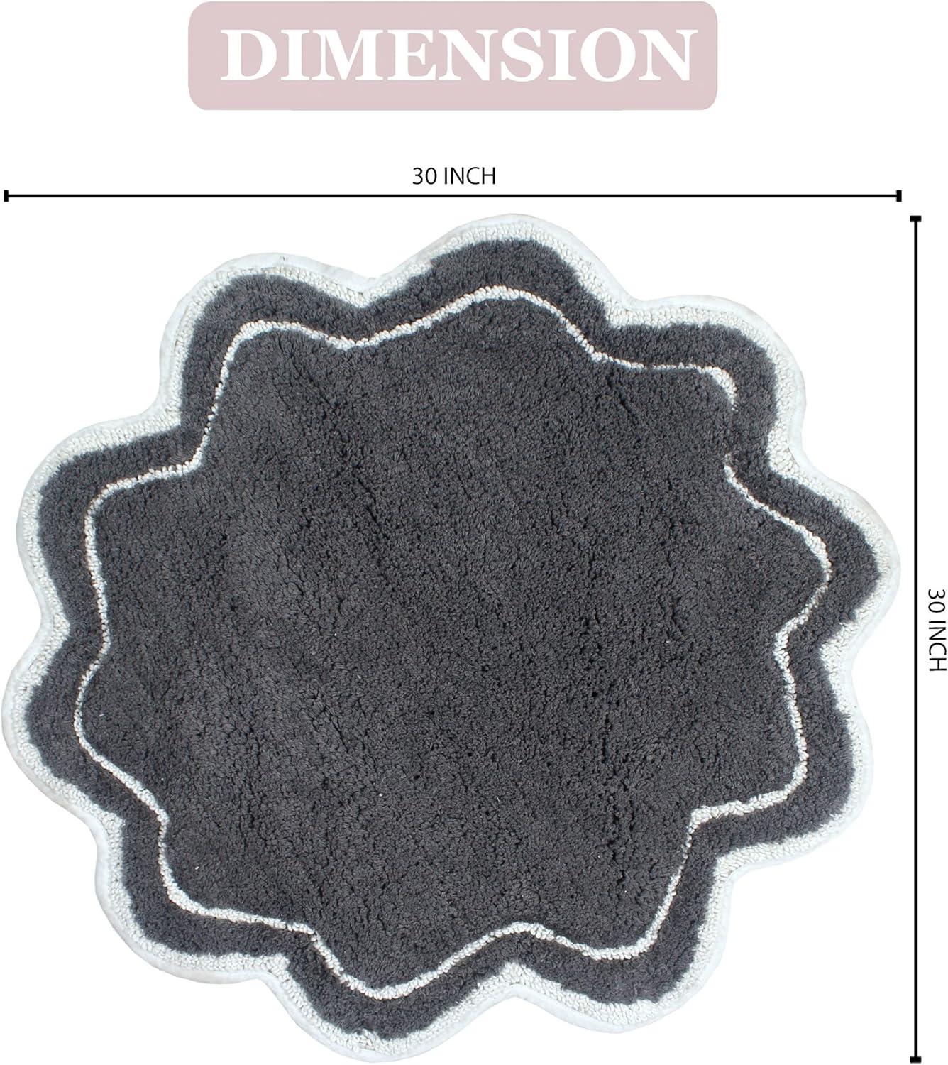 Home Weavers Allure Collection Bathroom Rug 100% Cotton Tufted Round Shape Bathroom Rug, Soft & Absorbent Bath Rugs, Non-Slip Bath Carpet, Machine Wash Dry Bath Mats - 30" Round, Dark Gray