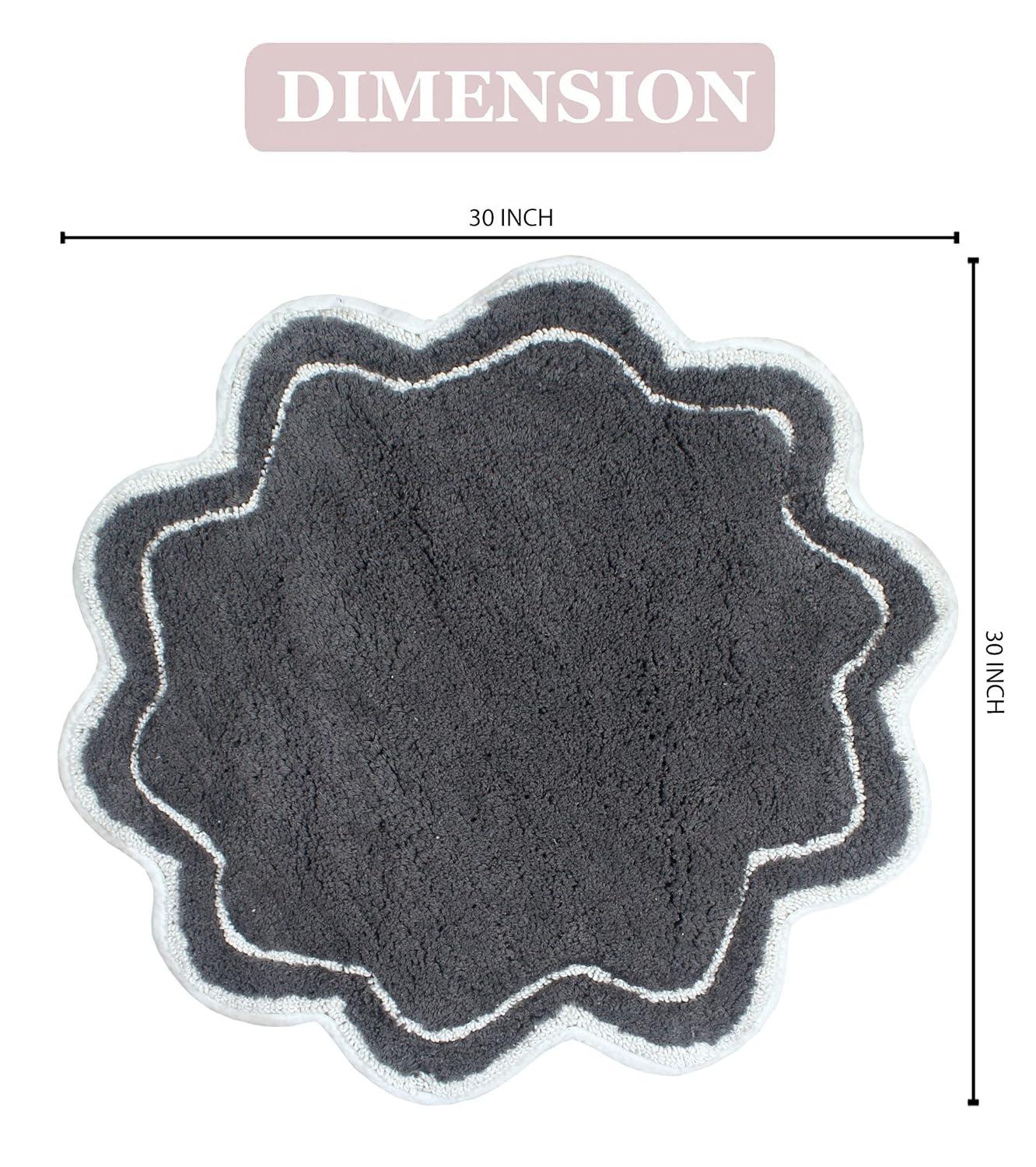 Home Weavers Allure Collection Bathroom Rug 100% Cotton Tufted Round Shape Bathroom Rug, Soft & Absorbent Bath Rugs, Non-Slip Bath Carpet, Machine Wash Dry Bath Mats - 30" Round, Dark Gray