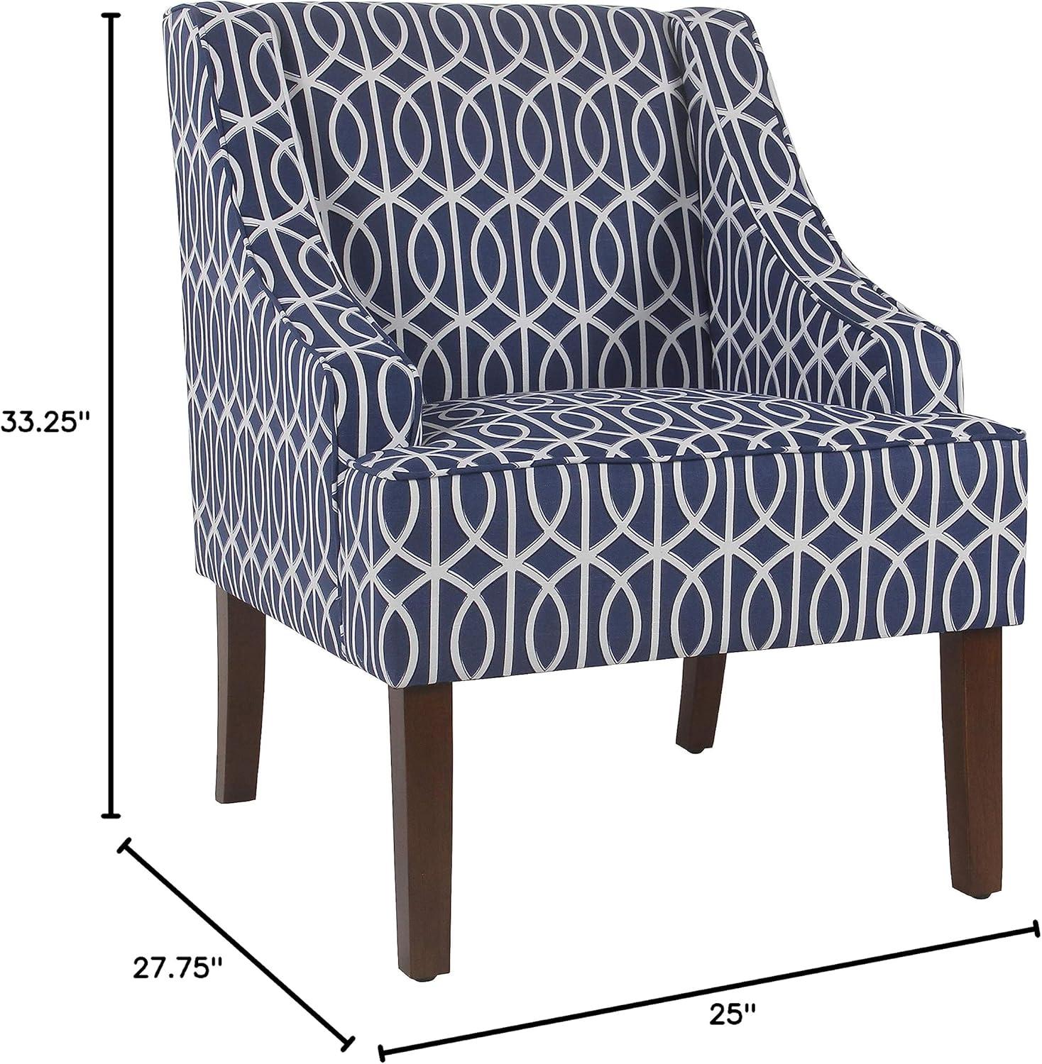 HomePop Classic Swoop Accent ArmChair - Cream and Blue Geometric