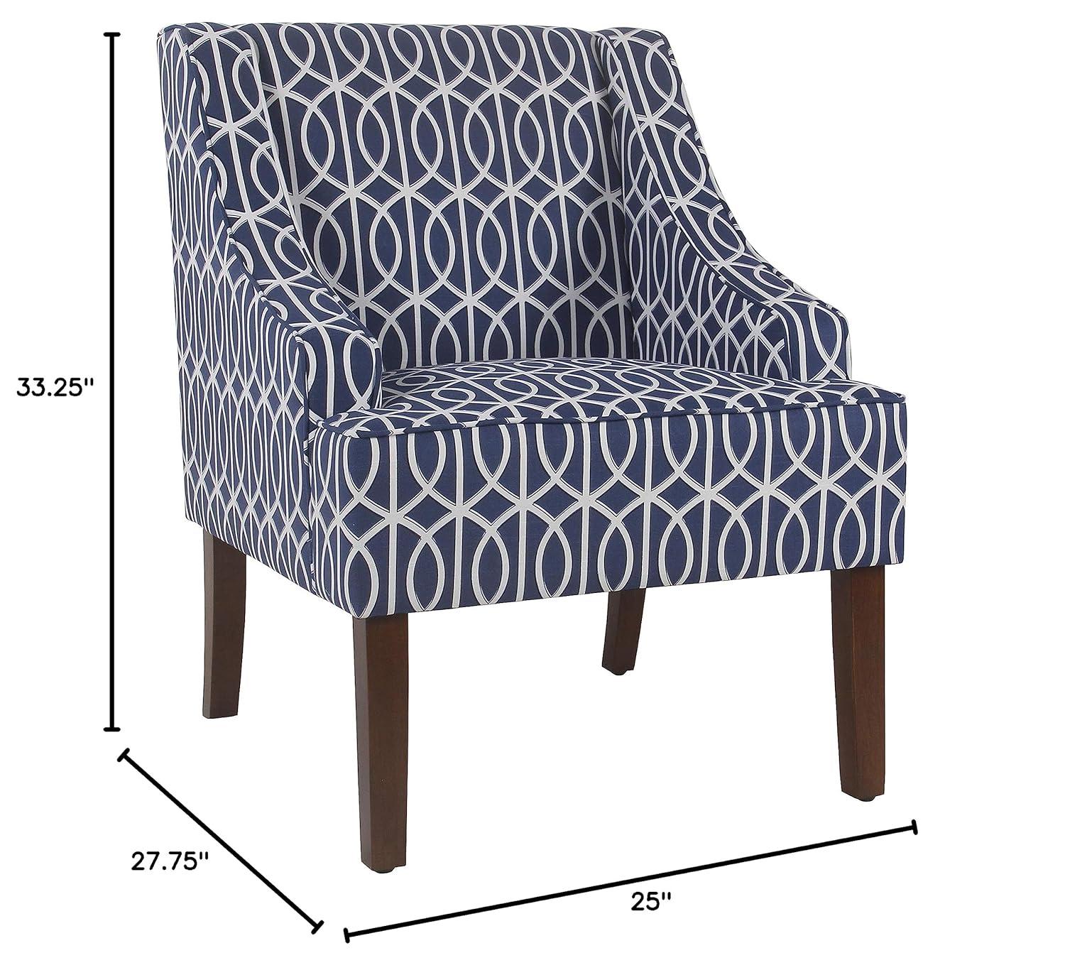 HomePop Classic Swoop Accent ArmChair - Cream and Blue Geometric