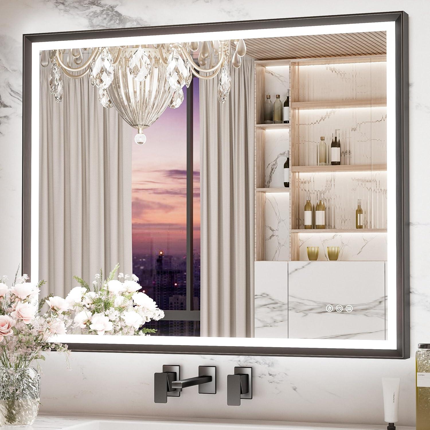 Ivy Bronx Keonjinn 40 X 24 In LED Bathroom Mirror With Lights, Adjustable 3 Color Lights, LED Vanity Mirror, Wall Mounted Anti-Fog Dimmable Mirror, UL Listed LED Driver, HD Tempered Glass(Horizontal/Vertical)