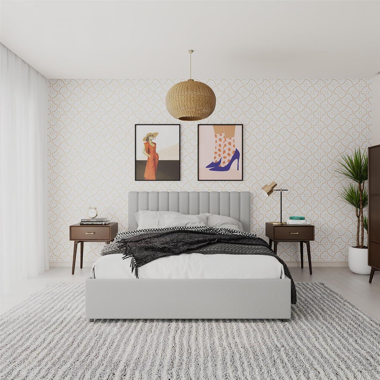 Novogratz Brittany Upholstered Unfinished Platform Storage Bed