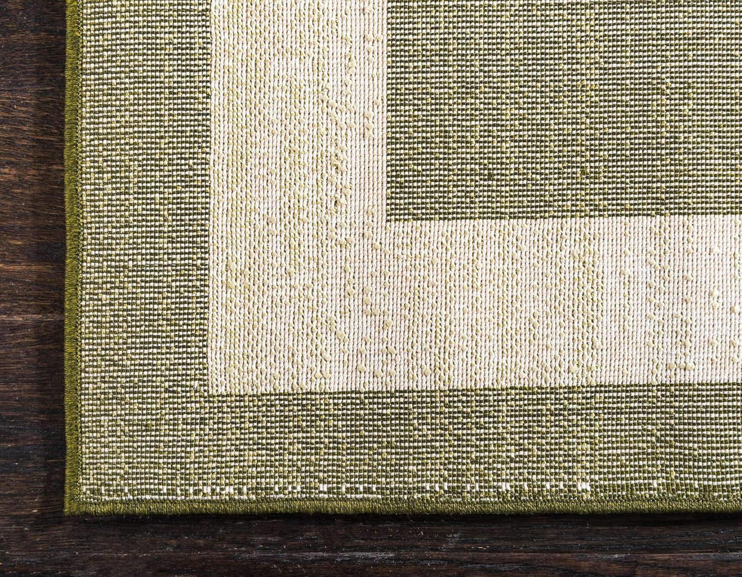 Unique Loom Indoor Rectangle Color Bordered Modern Area Rugs Green/Beige, 7' 0 x 10' 0